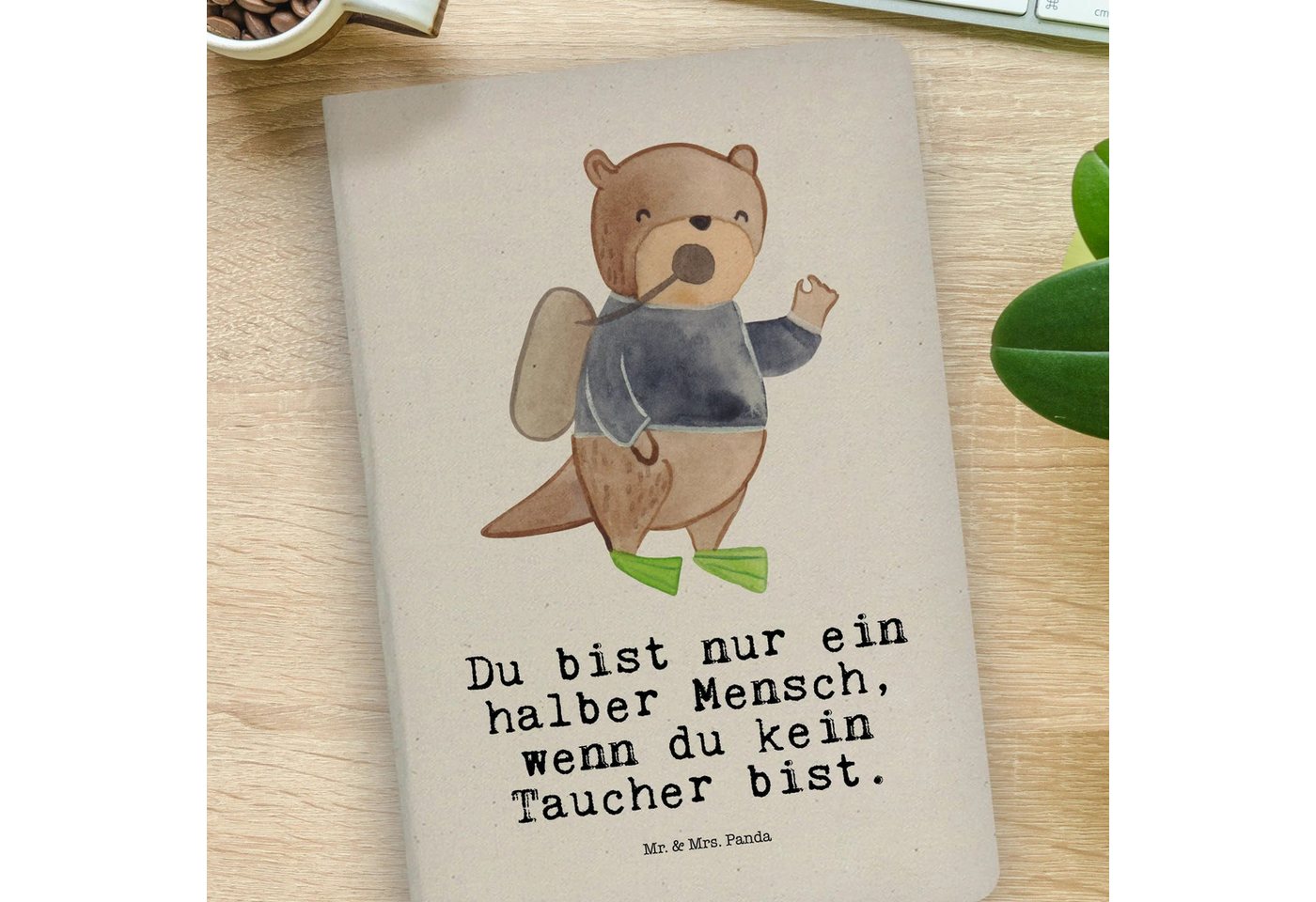 Thumbnail - Mr. & Mrs. Panda Notizbuch Taucher Herz - Transparent - Geschenk, DIN A4 Notizbuch Softcover, No Mr. & Mrs. Panda, Premi...