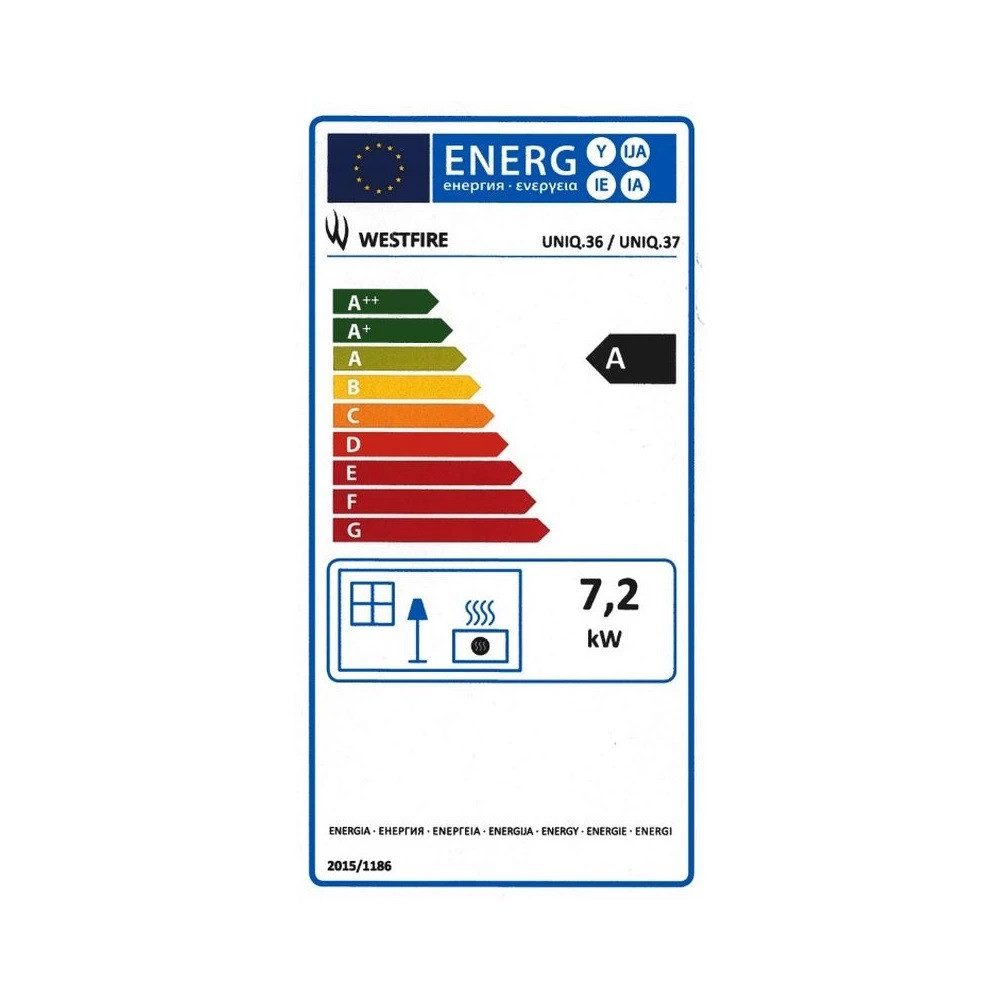 WESTFIRE Kaminofen Westfire Kaminofen UNIQ 37 - Schwarz ST33700000, 7.2 kW, Kaminofen