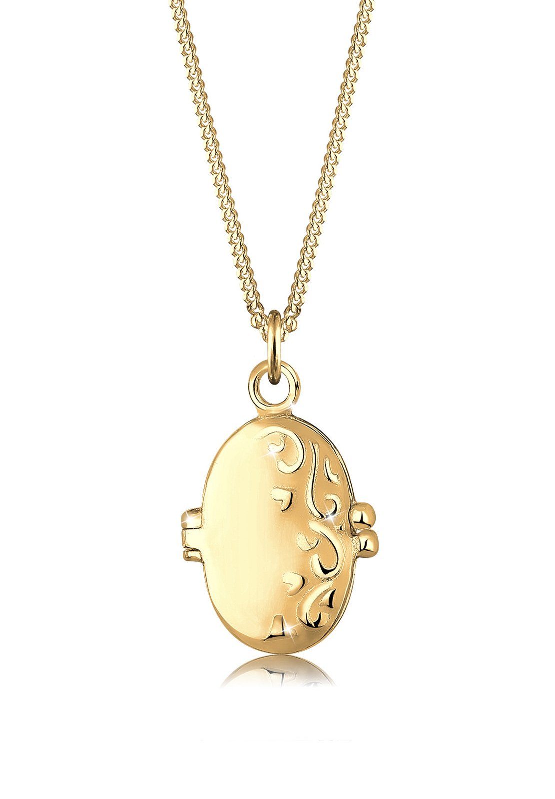 Elli Kette mit Anhänger Medaillon Ornament 925 Sterling Silber Gold
