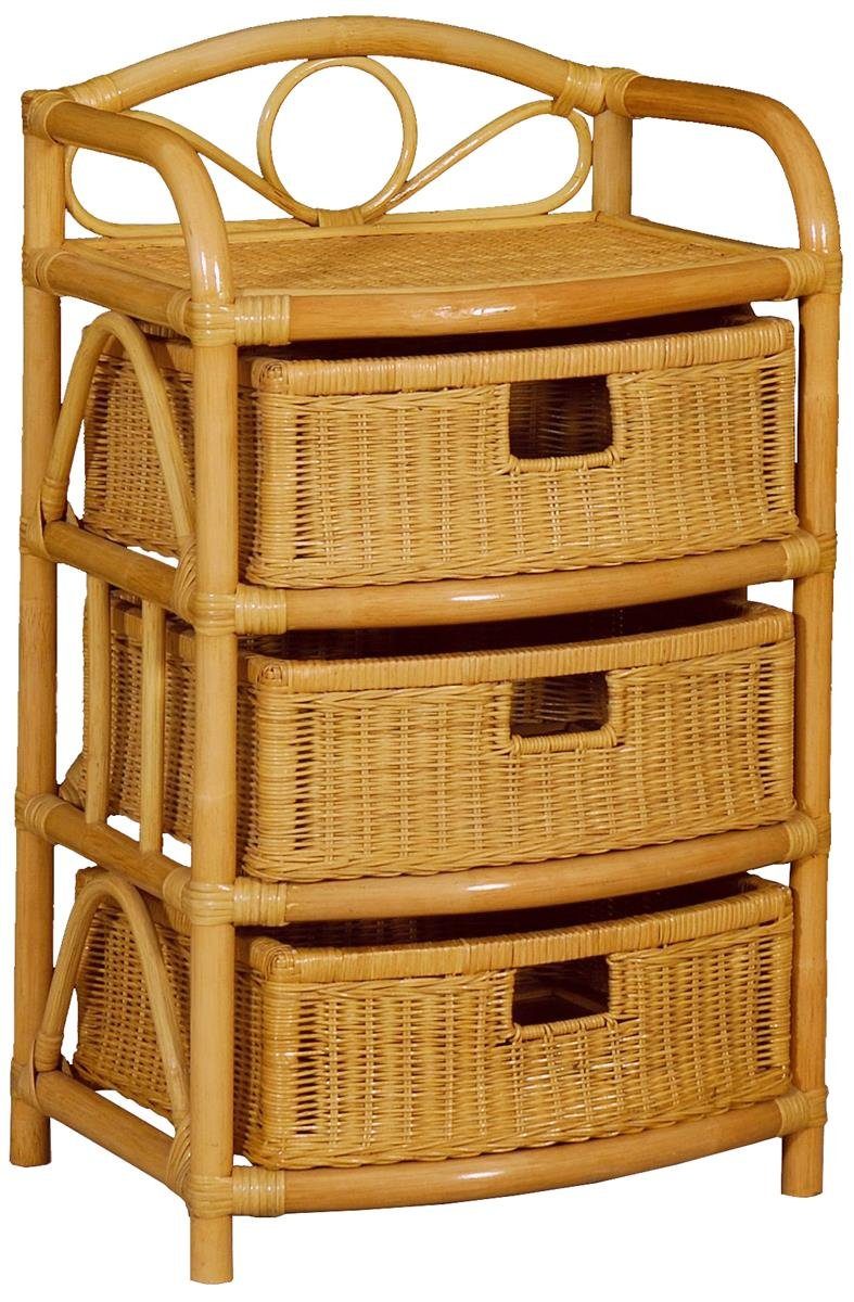 Regal Regal aus echtem Rattan 3 Schübe Rattan-Kommode Badregal Rattanschrank