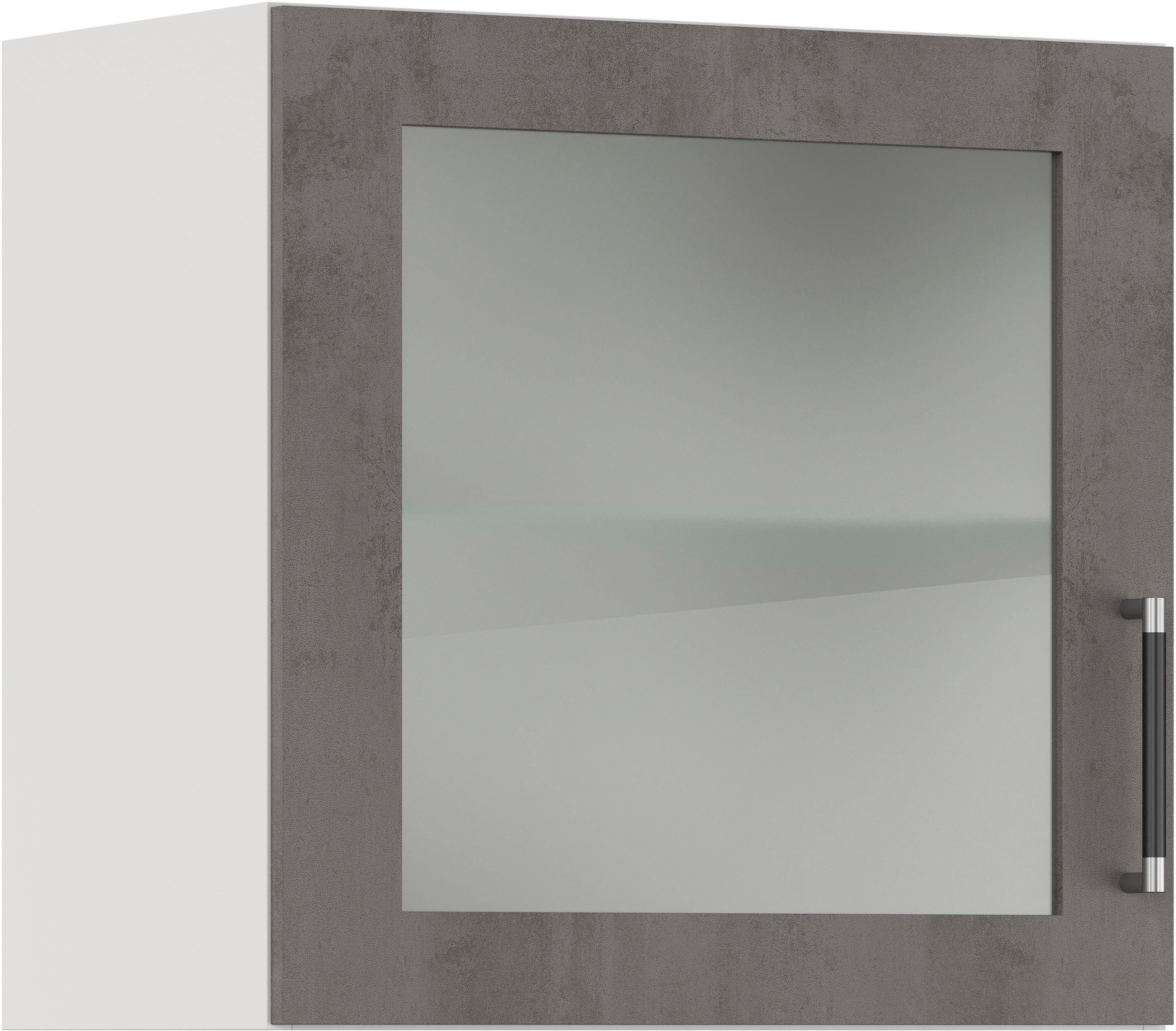 IMPULS KÜCHEN Glashängeschrank "Prag", Breite/Höhe: 50 oder 60/57,9 cm vormontiert, mit Glasdrehtür, mit verstellbarem Glasfachboden