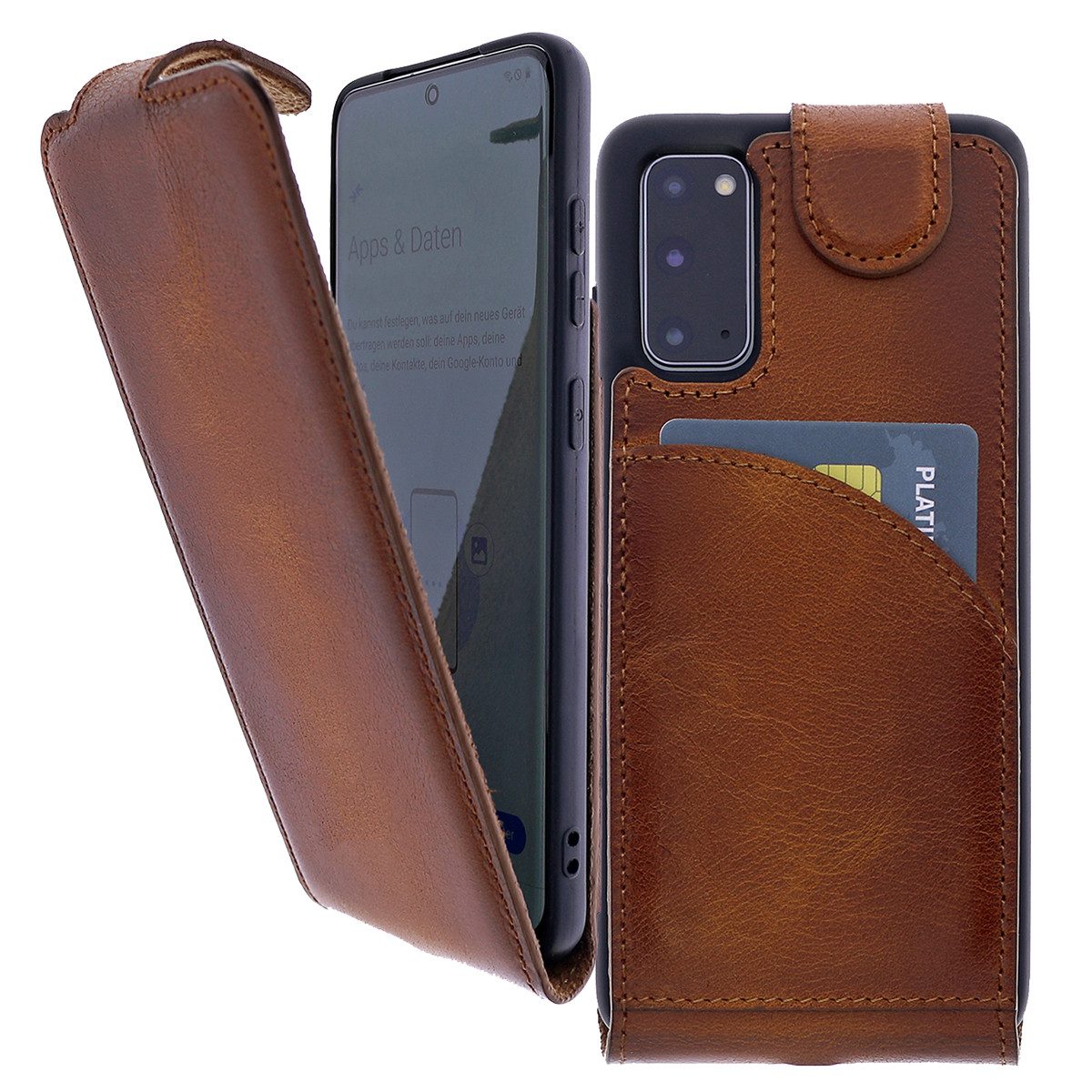 Burkley Flip Case Flip Case Samsung Galaxy S20+ Handyhülle Klapphülle, Flip Case Lederhülle mit Kartenfach und Magnetverschluss