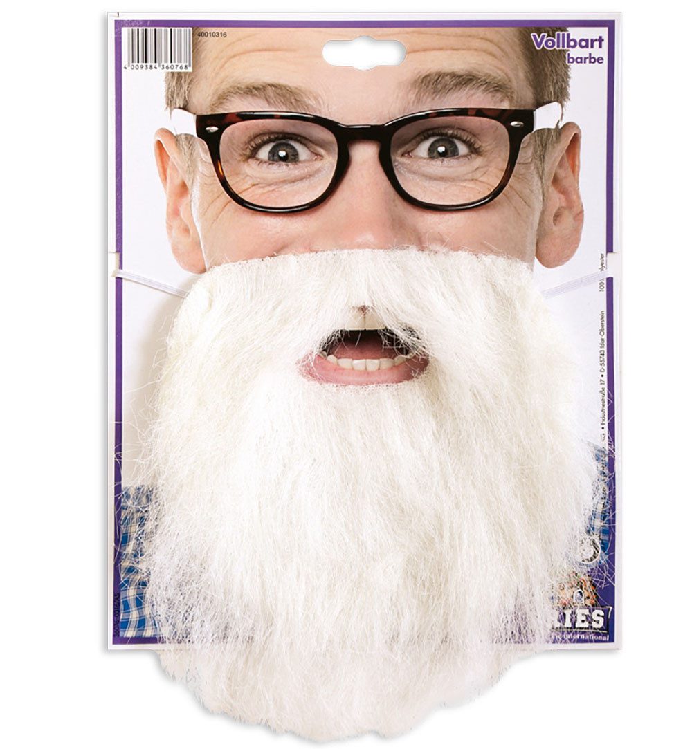 Kostüm Vollbart Bart weiß mit Gummizug Santa Claus Weihnachten Nikolaus