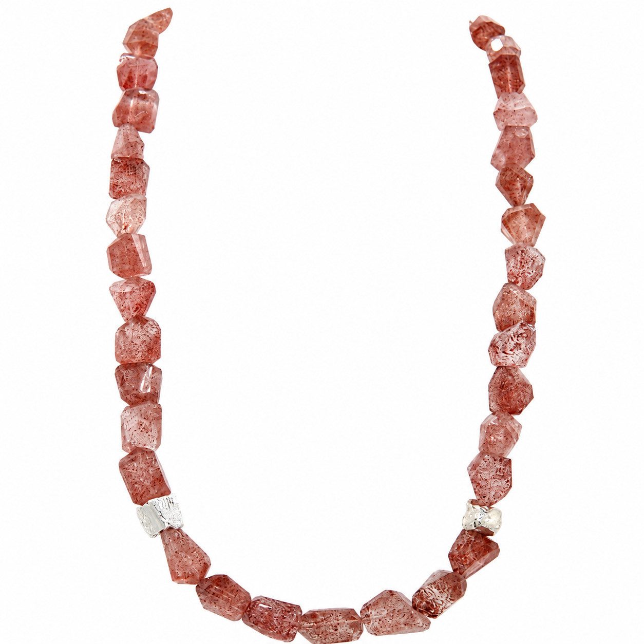Sogni d'oro Collier mit Strawberry Quarz und Pyrit, Silber 925