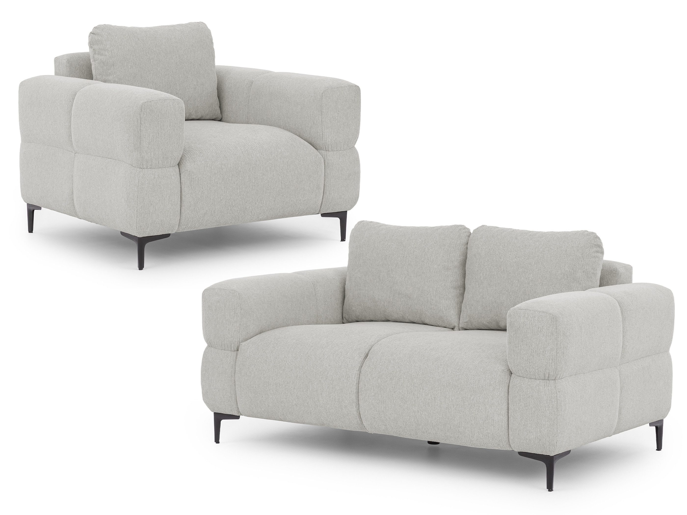 S-Style Möbel Polstergarnitur 2+1 Cardea in Bubble-Optik aus weichem Strukturstoff, mit Wellenfederung und hohem Sitzkomfort