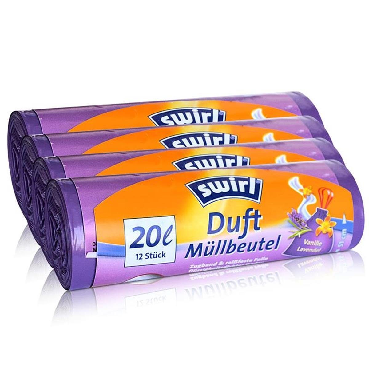 Swirl Müllbeutel 4x Swirl Duft Müllbeutel 20L (12 stk./ Rolle) Vanille / Lavendel Duf