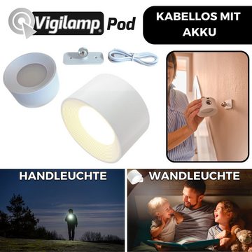 Best Direct® LED Wandleuchte Vigilamp Pod, 6, LED fest integriert, Tageslichtweiß, Kaltweiß, Warmweiß, wiederaufladbare schwenkbare Leselampe, USB, dimmbar, innen, Akku