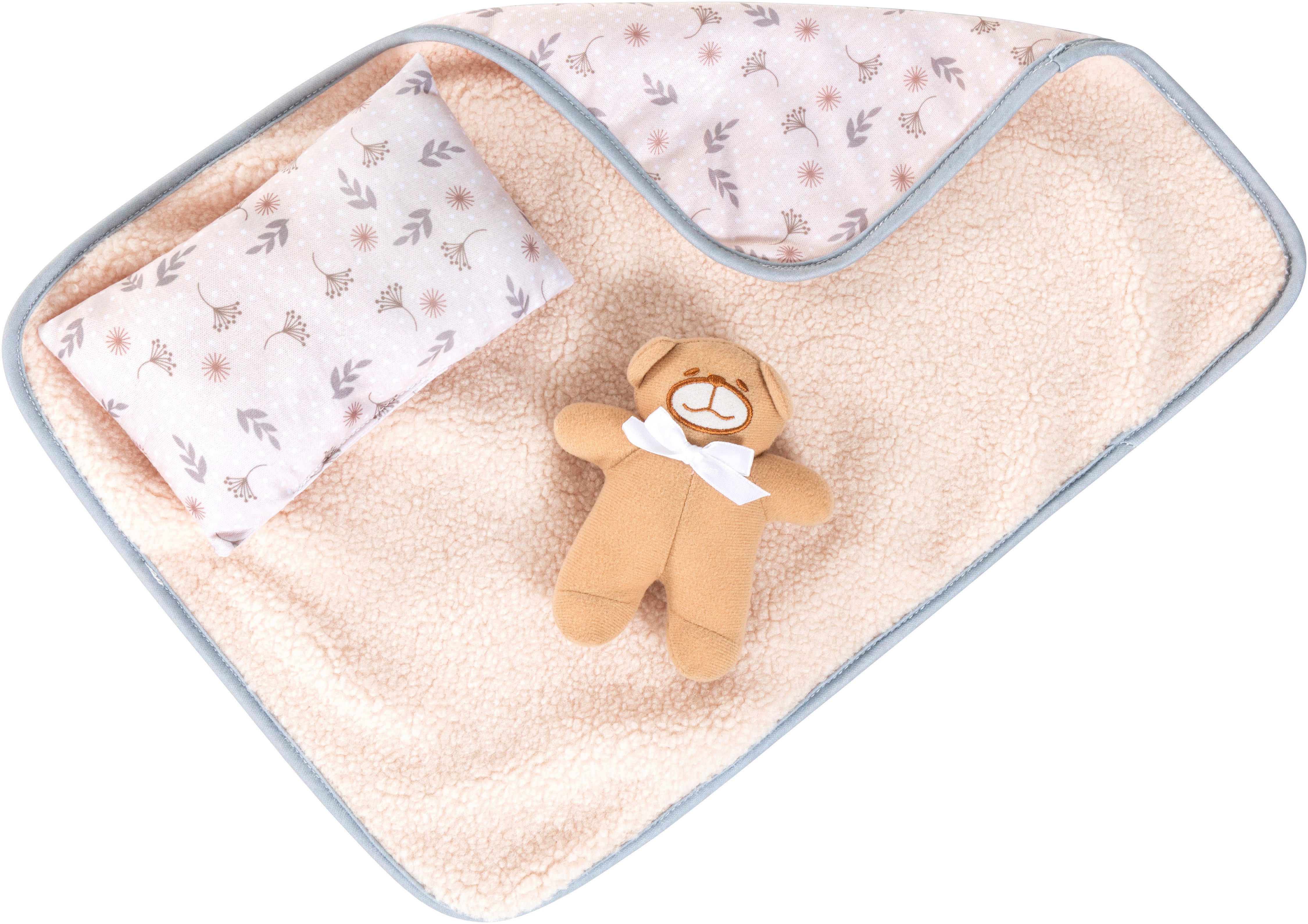 Bayer Babypuppe Reborn 38 cm Set beige, sieht aus wie ein echtes Baby
