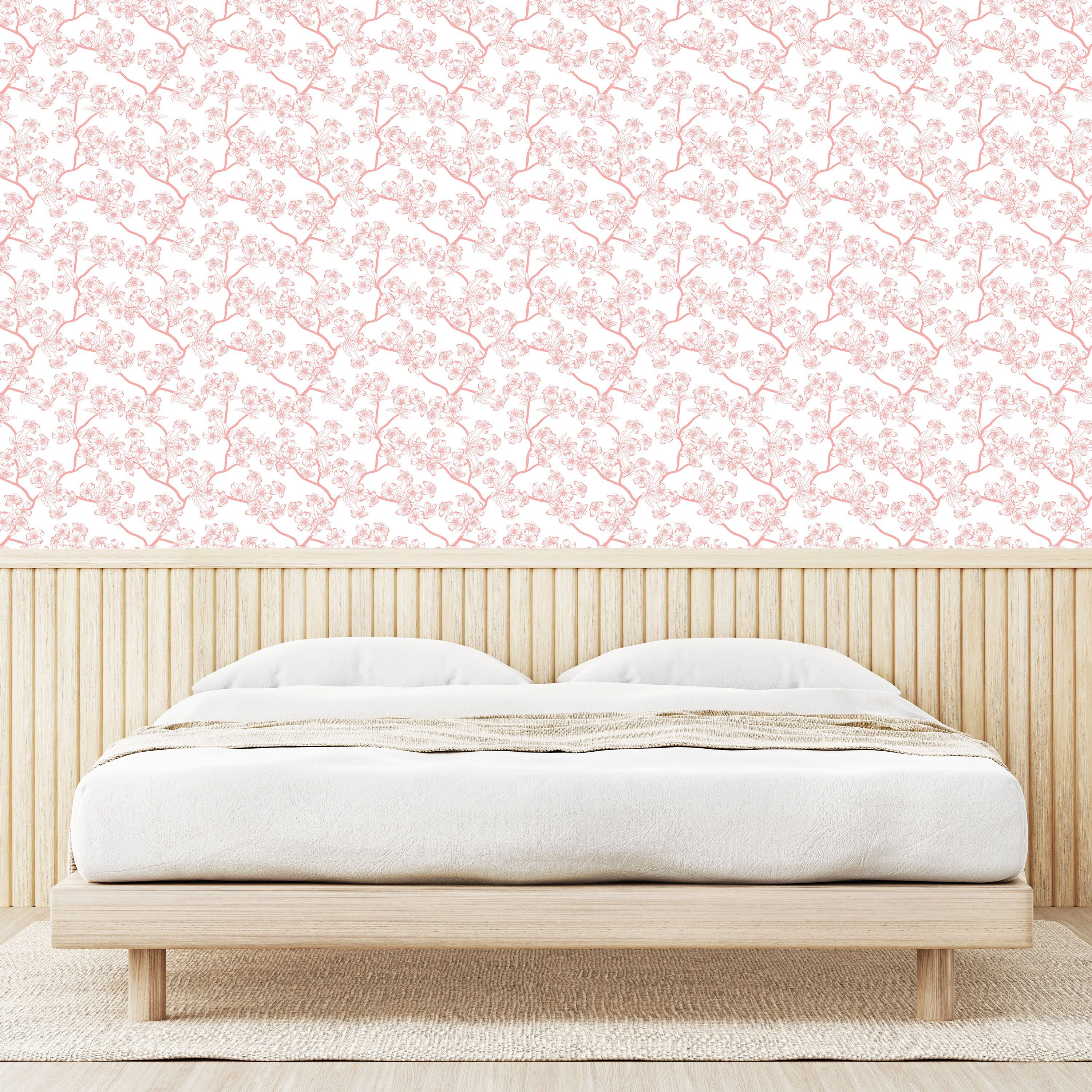 Abakuhaus Vinyltapete selbstklebendes Wohnzimmer Kirschblüte Küchenakzent, Art Sakura Retro