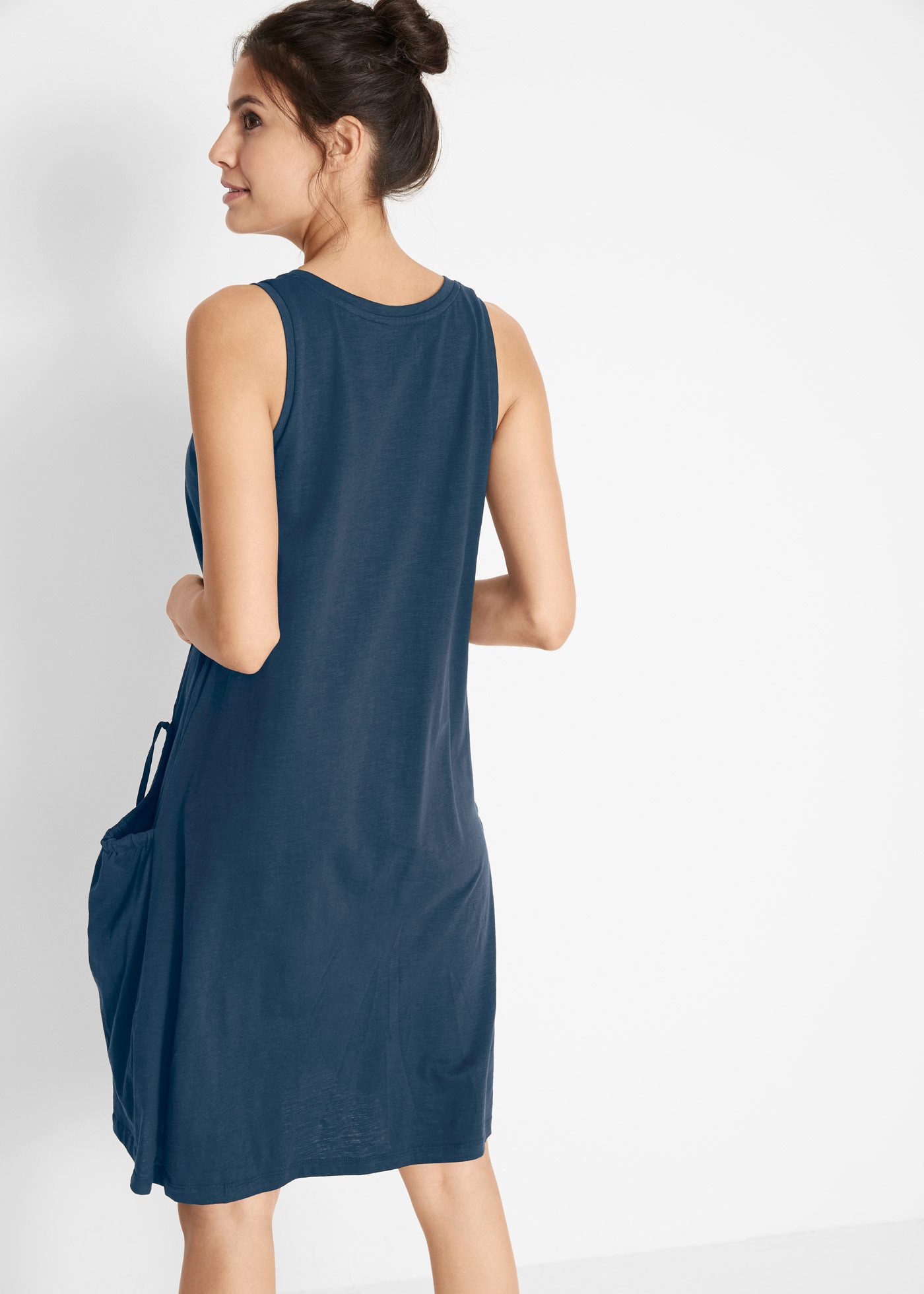 bonprix Jerseykleid für den Alltag, ärmellos, aus Baumwolle, in A-Linie, mit Taschen