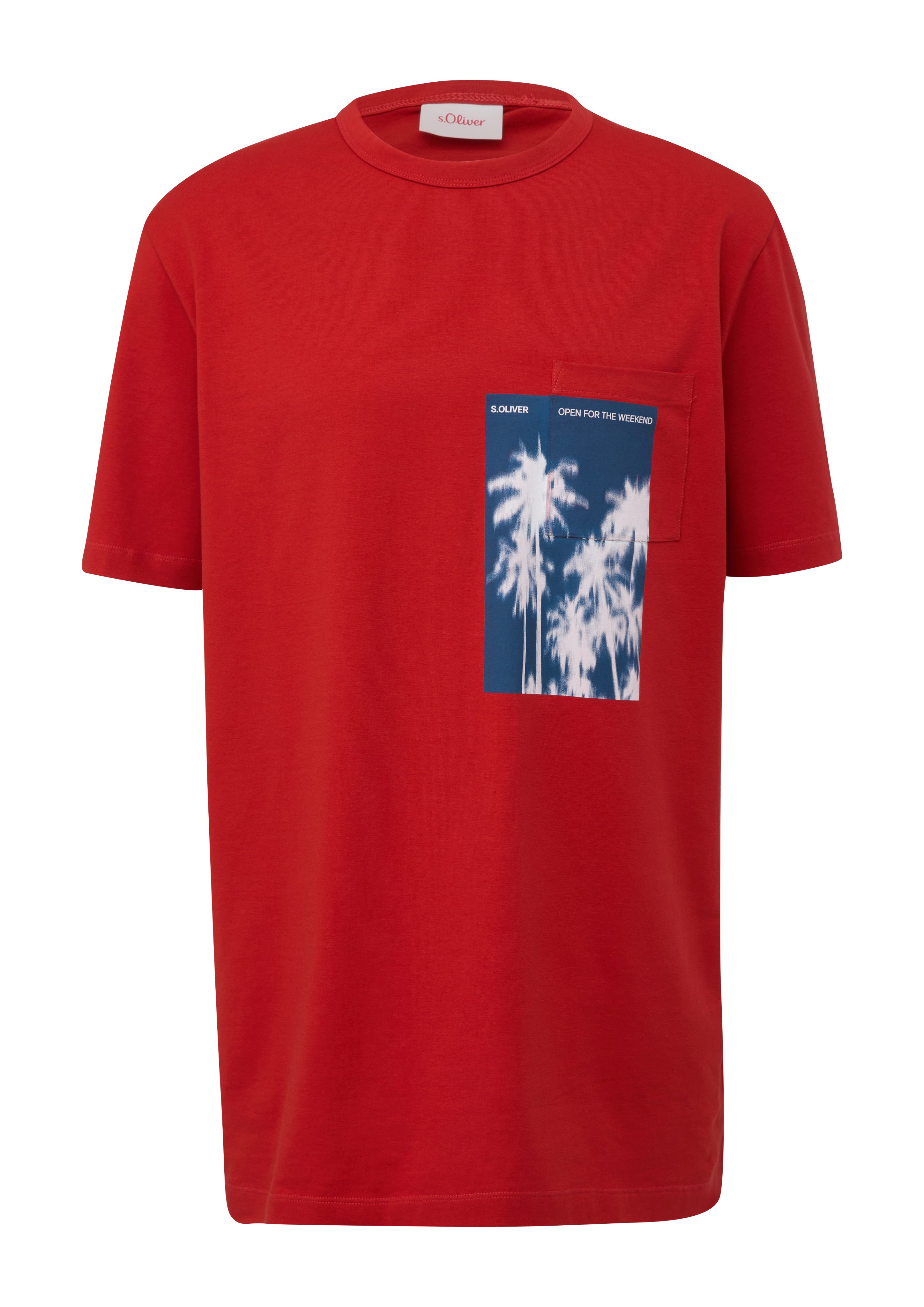 s.Oliver aus T-Shirt Kurzarmshirt Baumwollstretch preiselbeere
