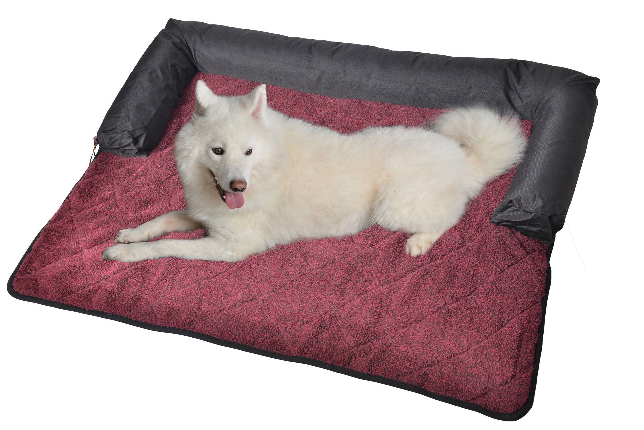RAIKOU Hundematte Hundebett mit Lehne Waschbares Hundekissen mit Sofaschutz Hundesofa, 100 % Polyester(Teddy-Fleece), Weiches Teddy-Fleece Abnehmbarer Bezug