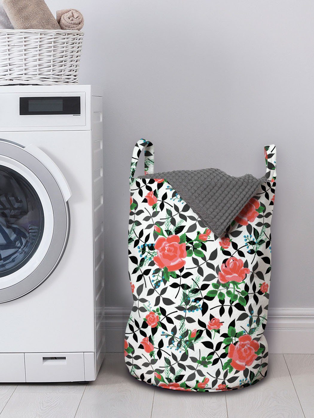 für Kordelzugverschluss Waschsalons, Rose Griffen Wäschesäckchen mit Wäschekorb Abakuhaus Frühling Rosebuds Natur mit