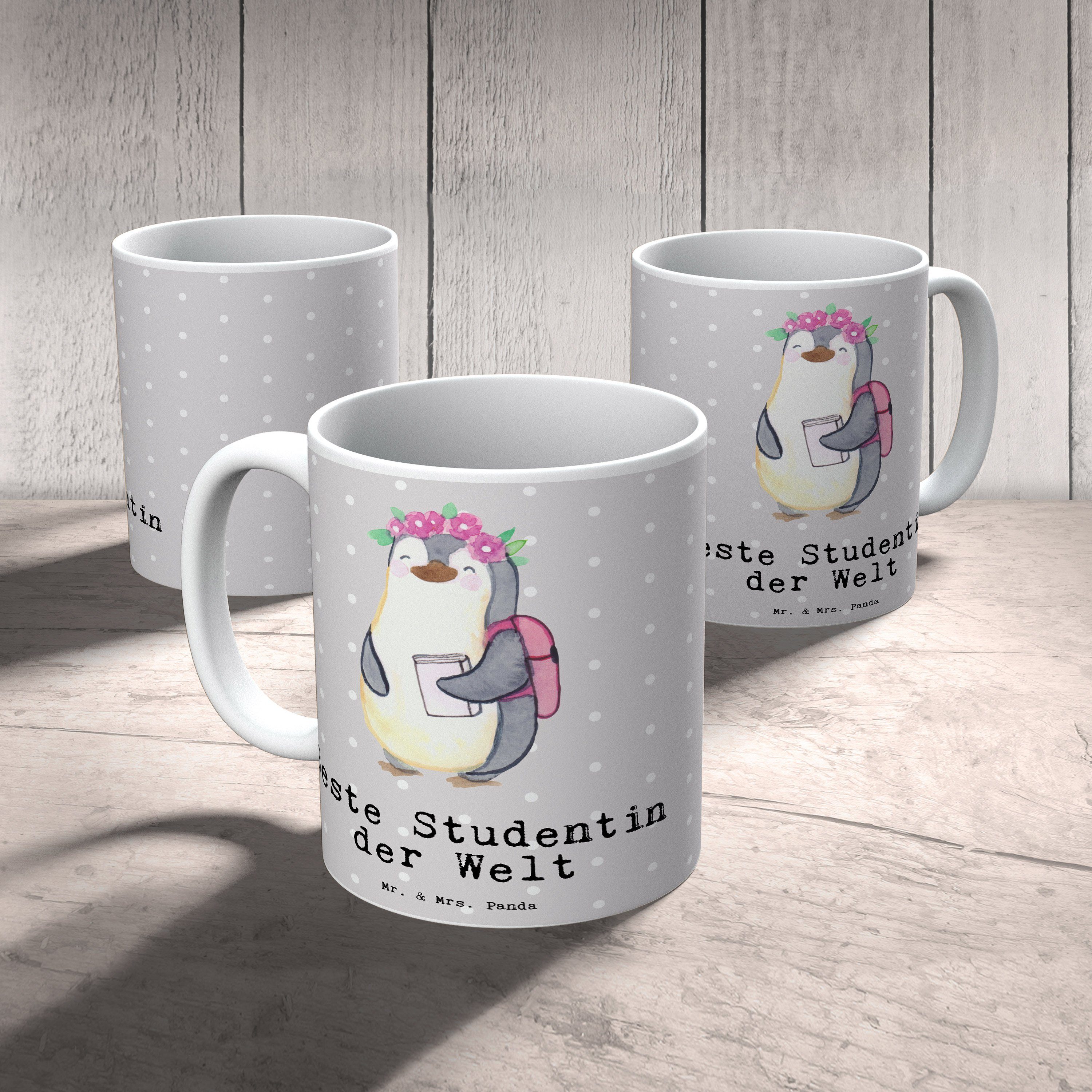 Grau ma, Studentin - Welt Geschenk, Beste der Tasse Keramik - Mrs. Mr. & Panda Pinguin Freude Pastell