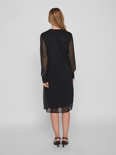 Chiffonkleid DRESS/SU Vila VIFALIA L/S Black NOOS V-NECK -