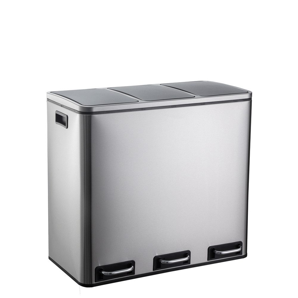 hjh OFFICE Мусорные урны Мусорные урны Clean 9 Stahlblech, Mülltrennsystem Küche mit 3 Fächern, Abfalleimer 3 x 18L (54 Liter)