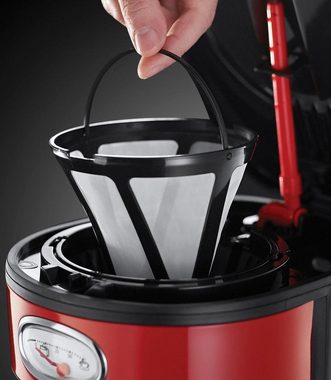 RUSSELL HOBBS Filterkaffeemaschine Retro Ribbon Red 21700-56, 1,25l Kaffeekanne, Papierfilter 1x4