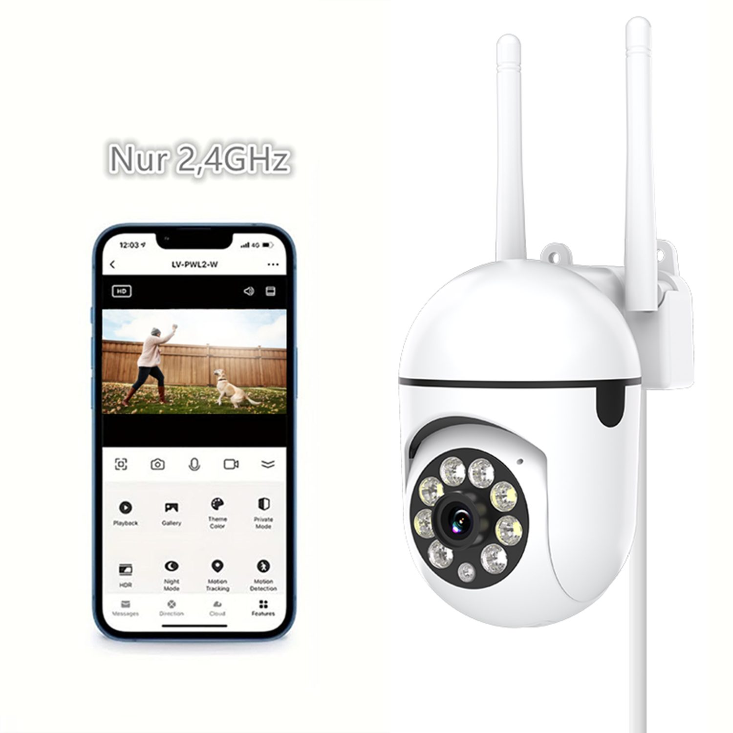 Überwachungskamera Y108 2,4 GHz WLAN 360 ° Schwenk-/Neigekamera