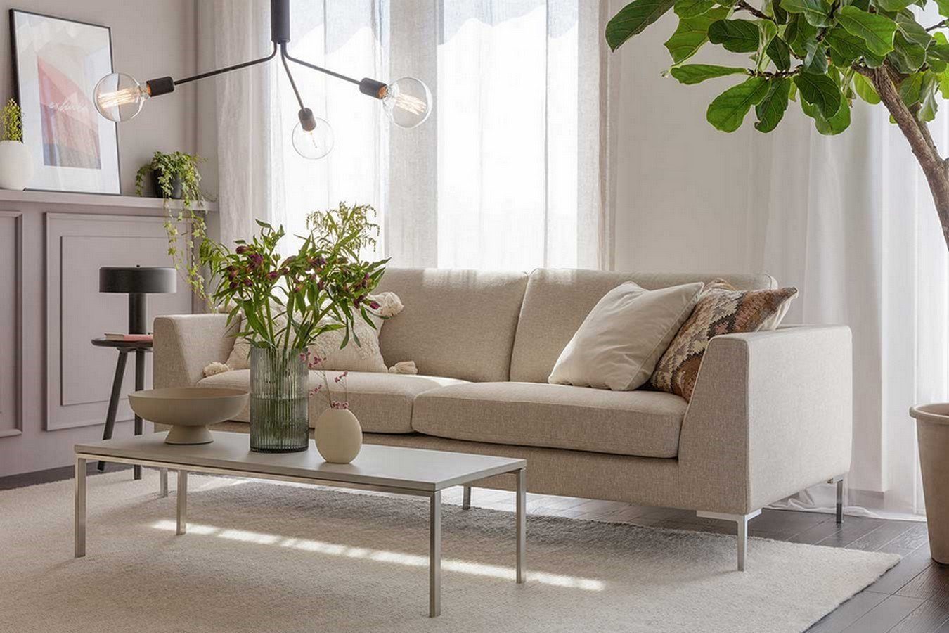 Stoff living Oslo Sitzer daslagerhaus Big-Sofa Sofa orange 3,5 Premium