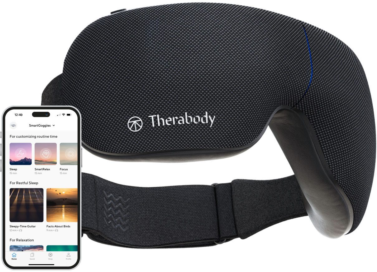 Therabody Gesichtsmassagegerät SmartGoggles 2.0 Augenmassage, Vibration, Massage, Wärme, lindert Kopfschmerzen, verbessert die Schlafqualität, App-Steuerung