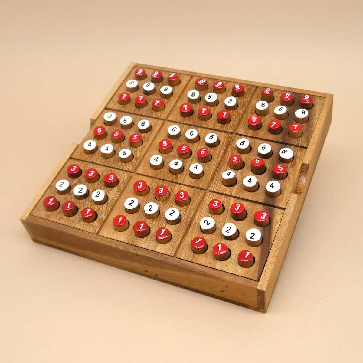 ROMBOL Denkspiele Spiel SUDOKU - Zahlenrätsel als Brettspiel, Steckspiel, Holzpuzzle