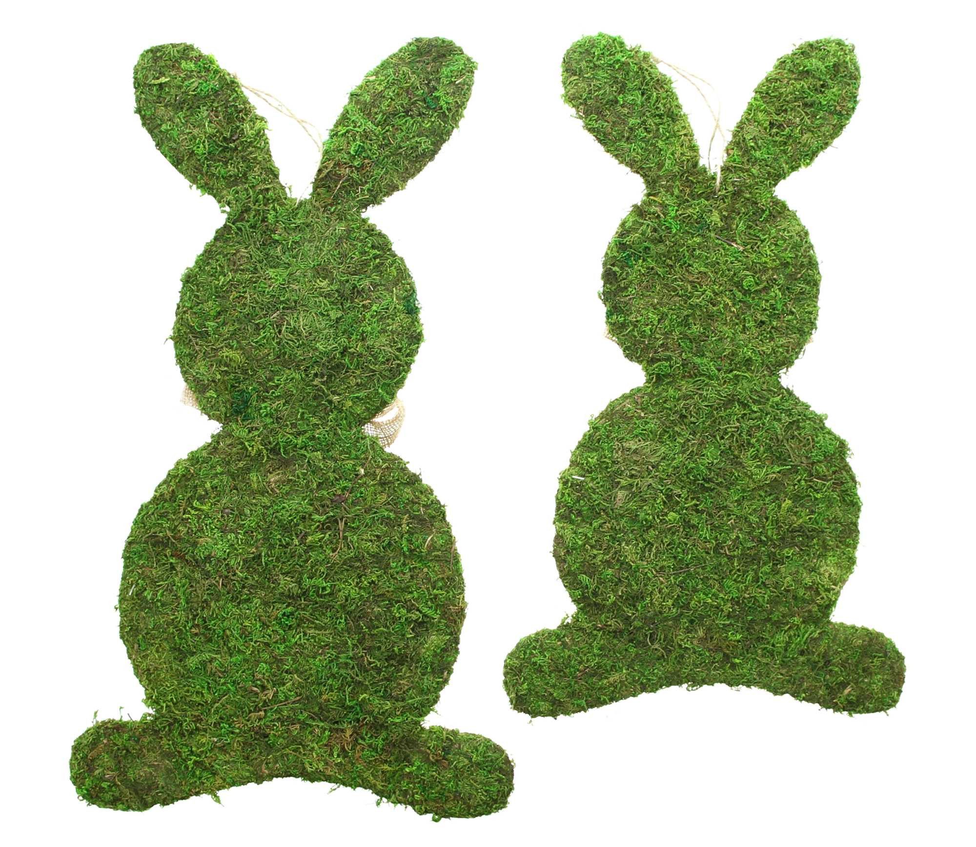 Dekoleidenschaft Osterhase "Moos" Naturmoos auf Metall, große Dekofigur, Osterdeko, Moosdeko (2 St., im Set), 46 + 52 cm hoch, Osterfigur, Figurenset