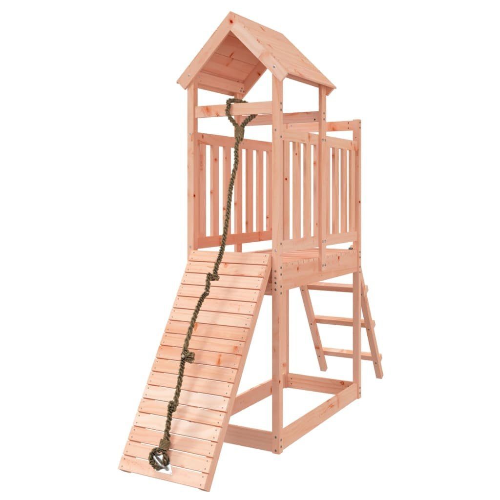 vidaXL Spielhaus Spielturm mit Kletterwand Massivholz Kletterturm Douglasie Spie Kinder