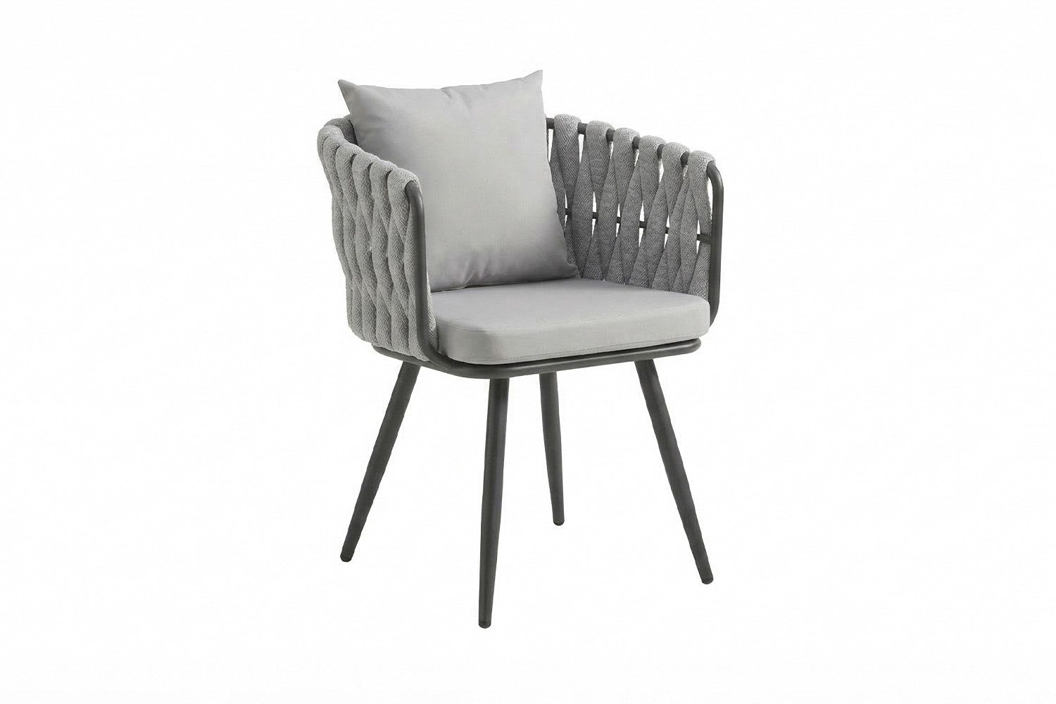 KAWOLA Gartenstuhl LUSHA Outdoor, Rope-Design, Sitz- und Rückenkissen (1 St), Balkonstuhl, wetterfest, wasserabweisend, moderne Flecht-Optik