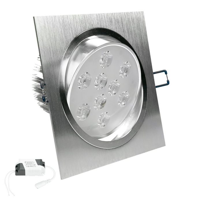 ECD Germany LED Einbaustrahler 2x LED-Einbaustrahler eckig 9W Warmweiß dimmbar