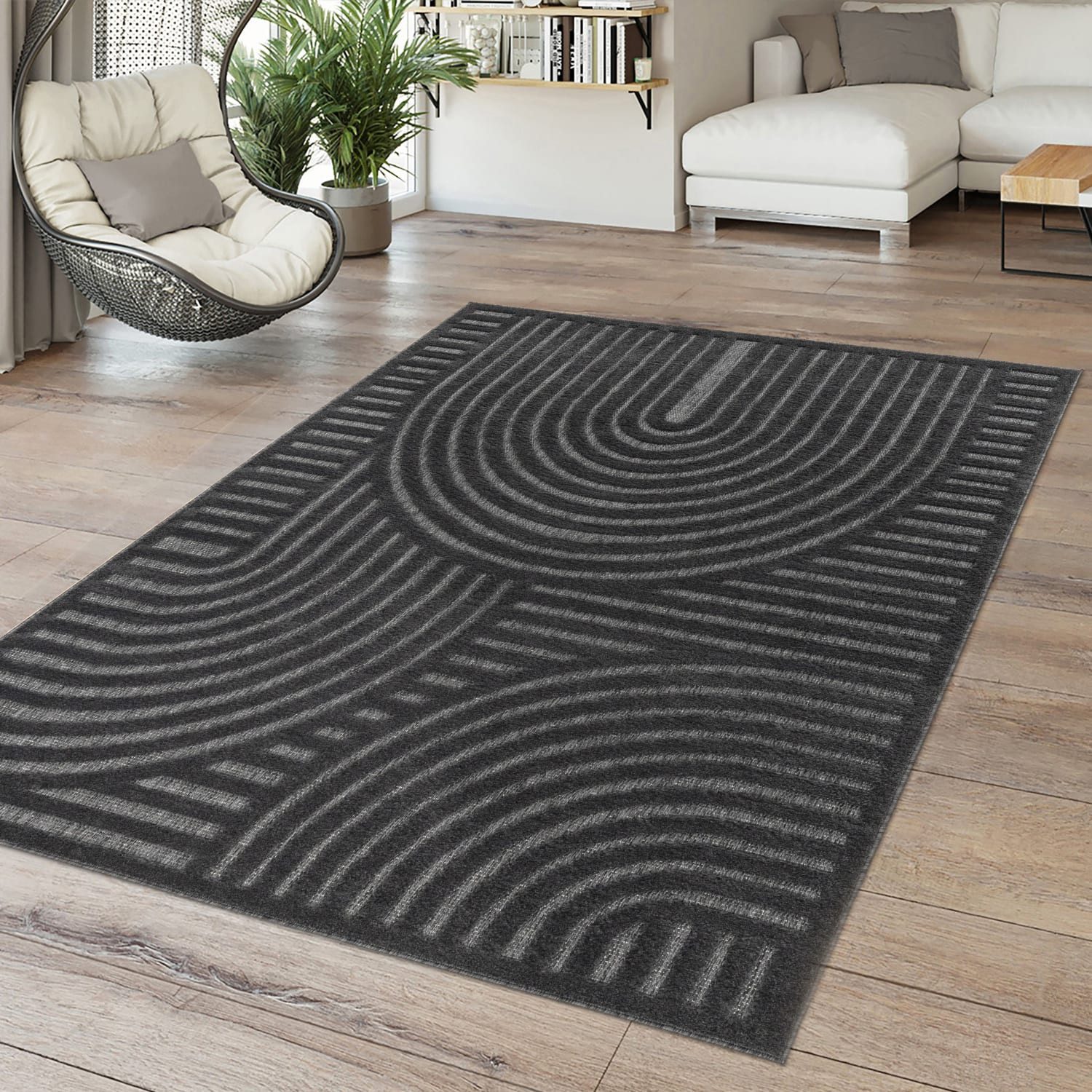 TT Home Teppich Badezimmer, Diele, Esszimmer, Flur, Küche, Schlafzimmer, Wohnzimmer, A, Rechteckig, Höhe: 14 mm, In-& Outdoor Teppich Wetterfest Balkon Küche Wohnzimmerteppich Geometr