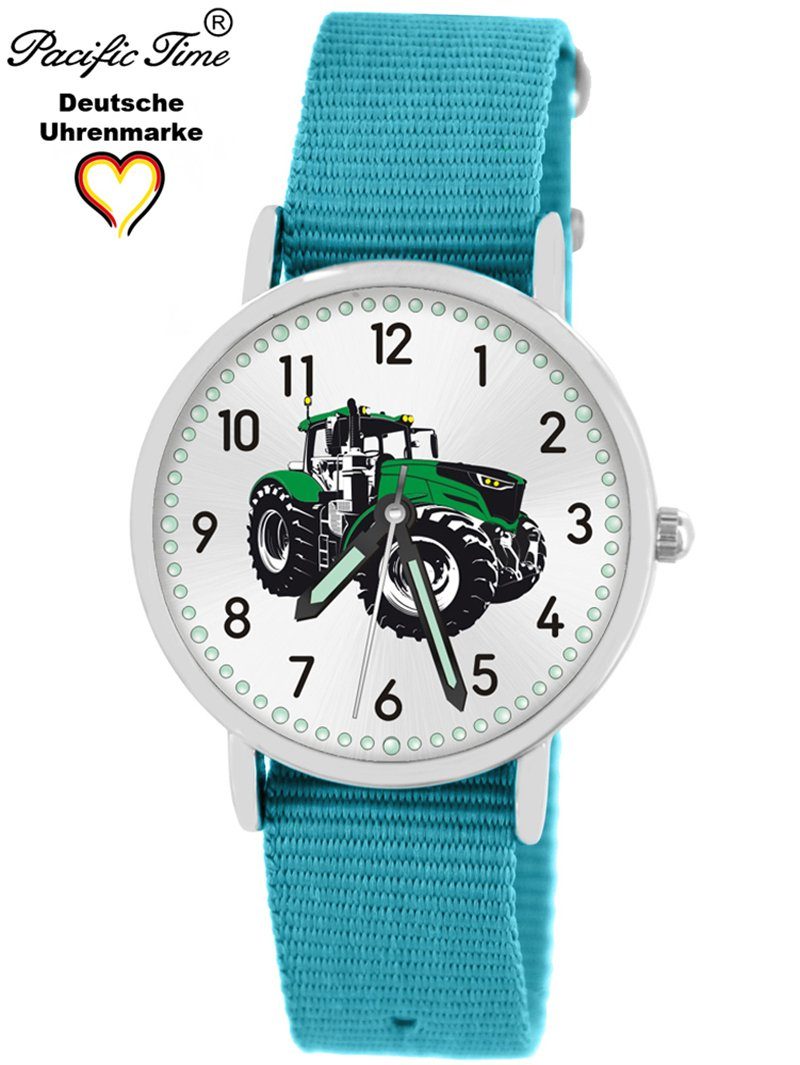 Pacific Match - Gratis Time Kinder Armbanduhr Versand Mix Traktor Design Quarzuhr hellblau Wechselarmband, und grün