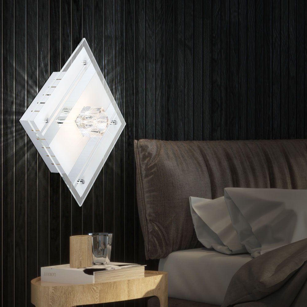 LED Deckenleuchte, Warmweiß, Deko nicht 2er inklusive, etc-shop Glas Leuchten Leuchtmittel Set satiniert Spiegel Decken lackiert Metall