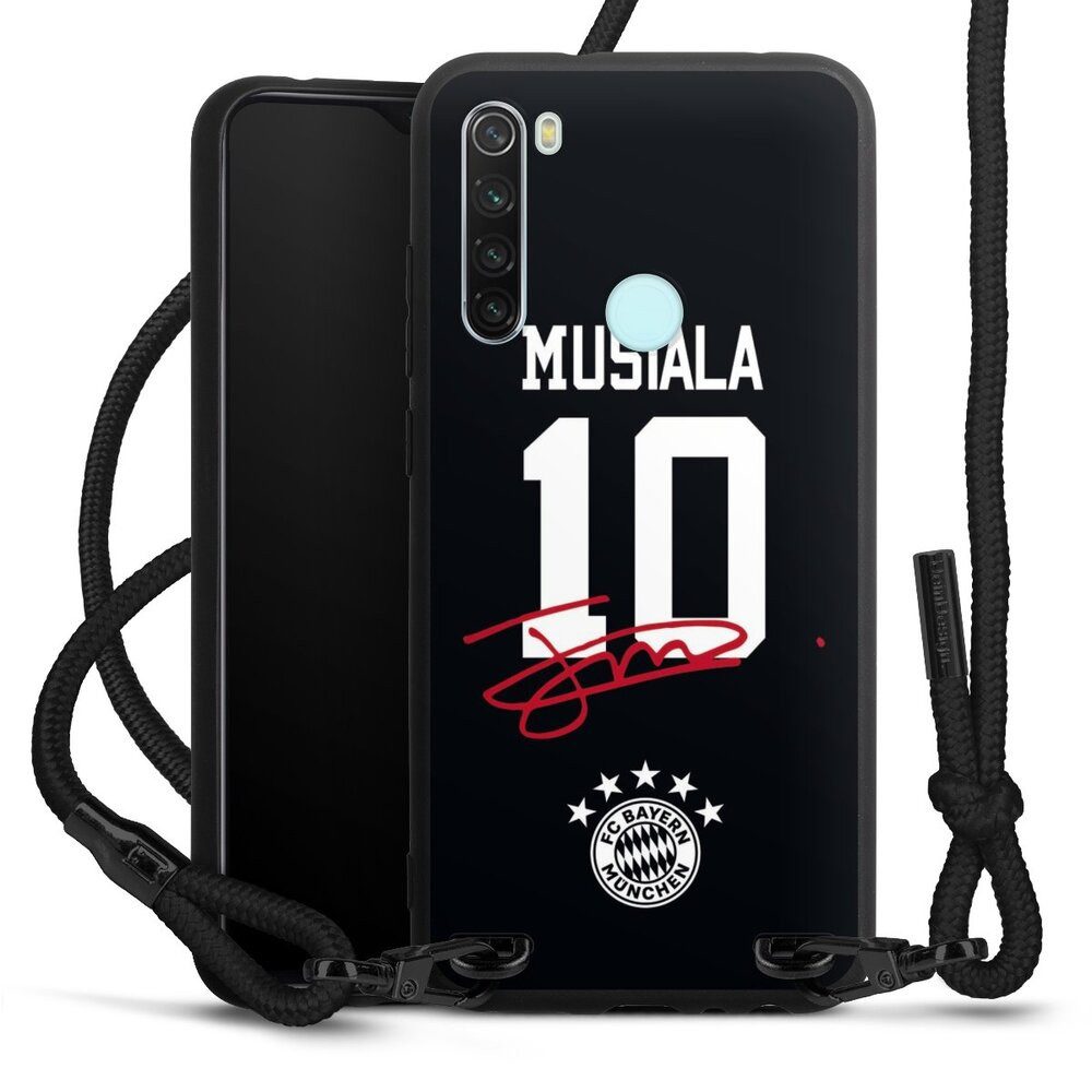 DeinDesign Handyhülle FC Bayern München Jamal Musiala FCB Musiala 10, Xiaomi Redmi Note 8 (2021) Premium Handykette Hülle mit Band