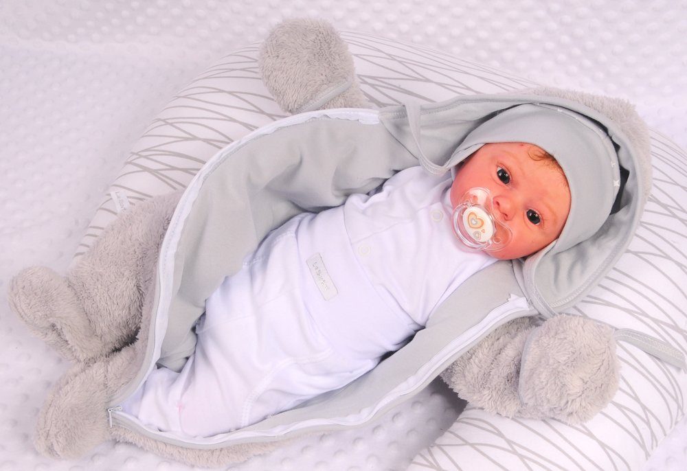 La Bortini fleece overall baby overall stroller suit transition overall in grey with snail very soft and warm 44 50 56 62 68 74