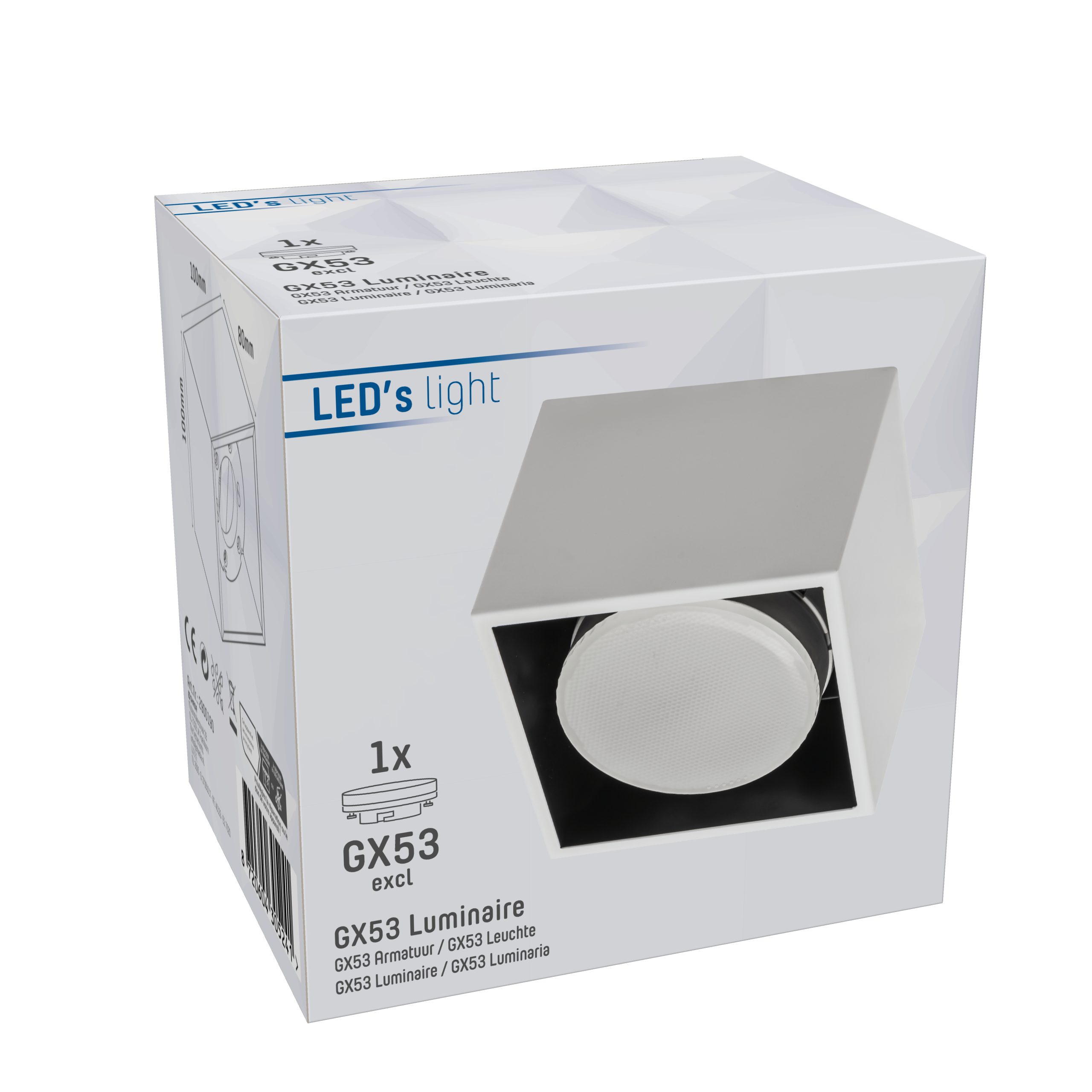 LED's 1x 12W light Deckenleuchte, GX53 2900190 Deckenleuchte LED LED, weiß bis