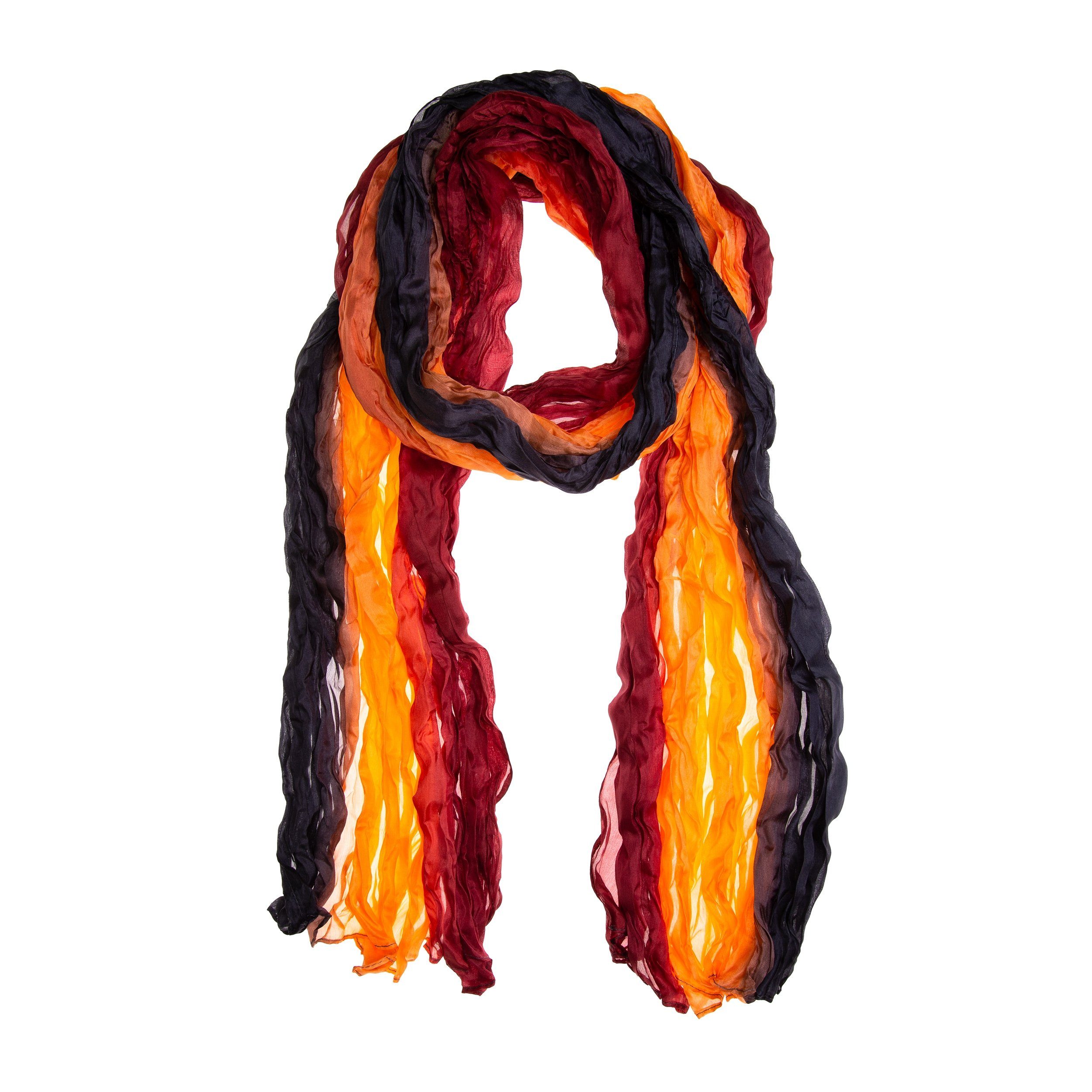 Silkroad Seidenschal »Knitterschal Halstuch Schal XXL Farbverlauf schwarz- orange-weinrot« online kaufen | OTTO