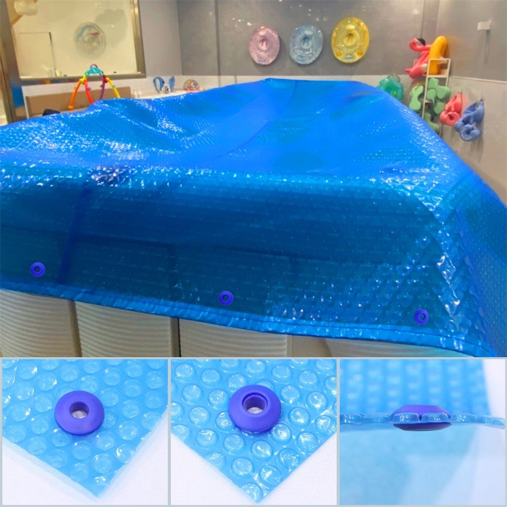 Melko Pool-Abdeckplane Solarfolie Solarplane Ösen Poolheizung Wärmeplane Poolabdeckung (Stück, Set bestehend aus Solarfolie mit 10 Ösen und Locheisen), aus PVC