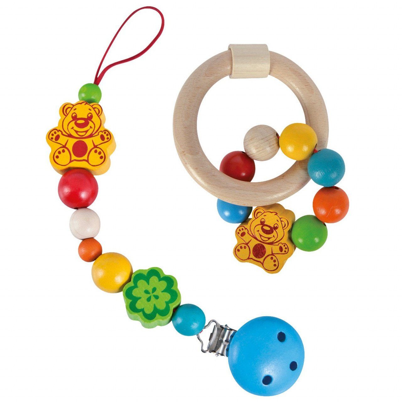 Beißring mit Schnullerkette