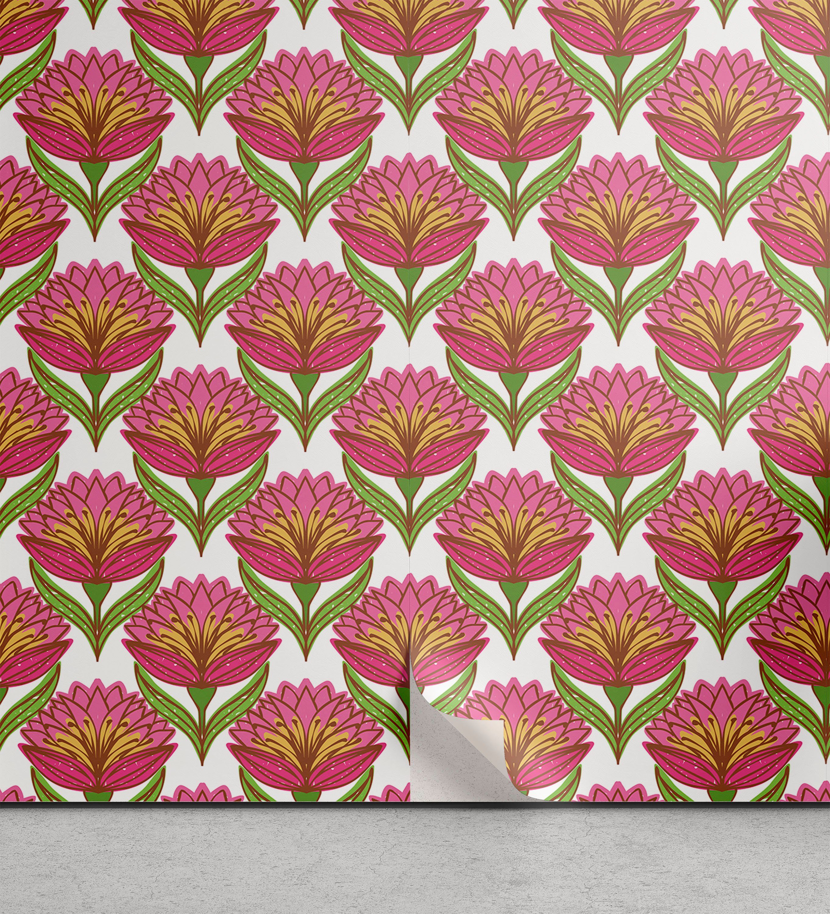 Abakuhaus Vinyltapete selbstklebendes Wohnzimmer Küchenakzent, Blumen Hand gezeichnete Blumen-Blüten