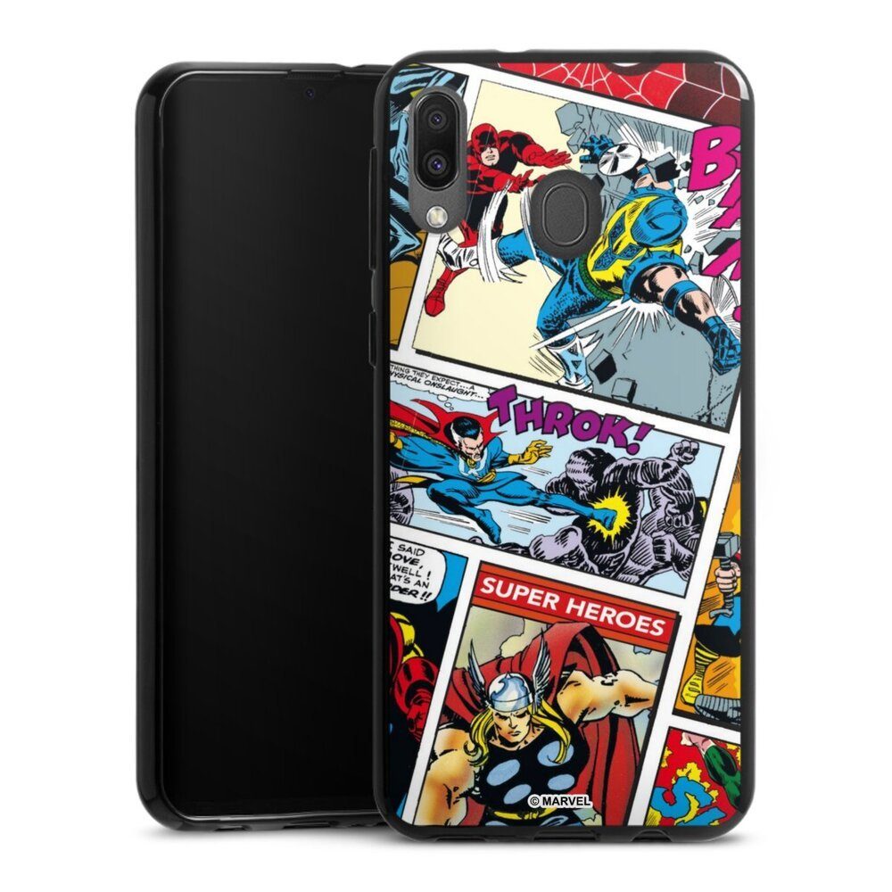 DeinDesign Handyhülle Marvel Retro Comic Blue, Samsung Galaxy M20 Silikon Hülle Bumper Case Handy Schutzhülle