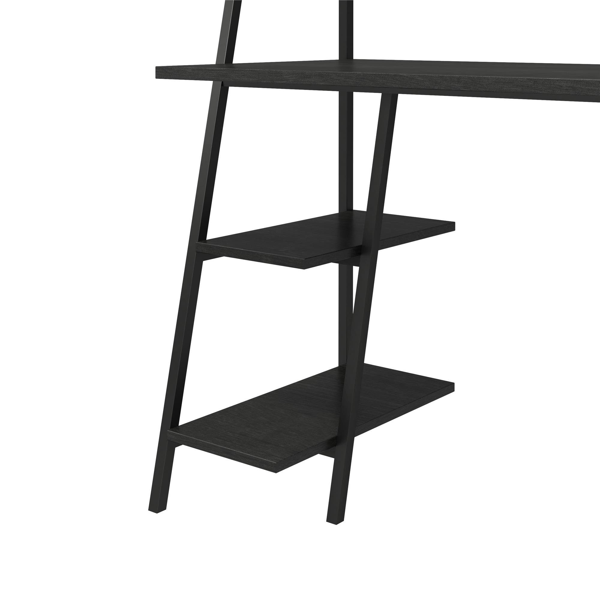schwarz aus Holzwerkstoff | Bushwick, loft24 schwarz mit Leiter Metallgestell Schreibtisch Schreibtisch | schwarz