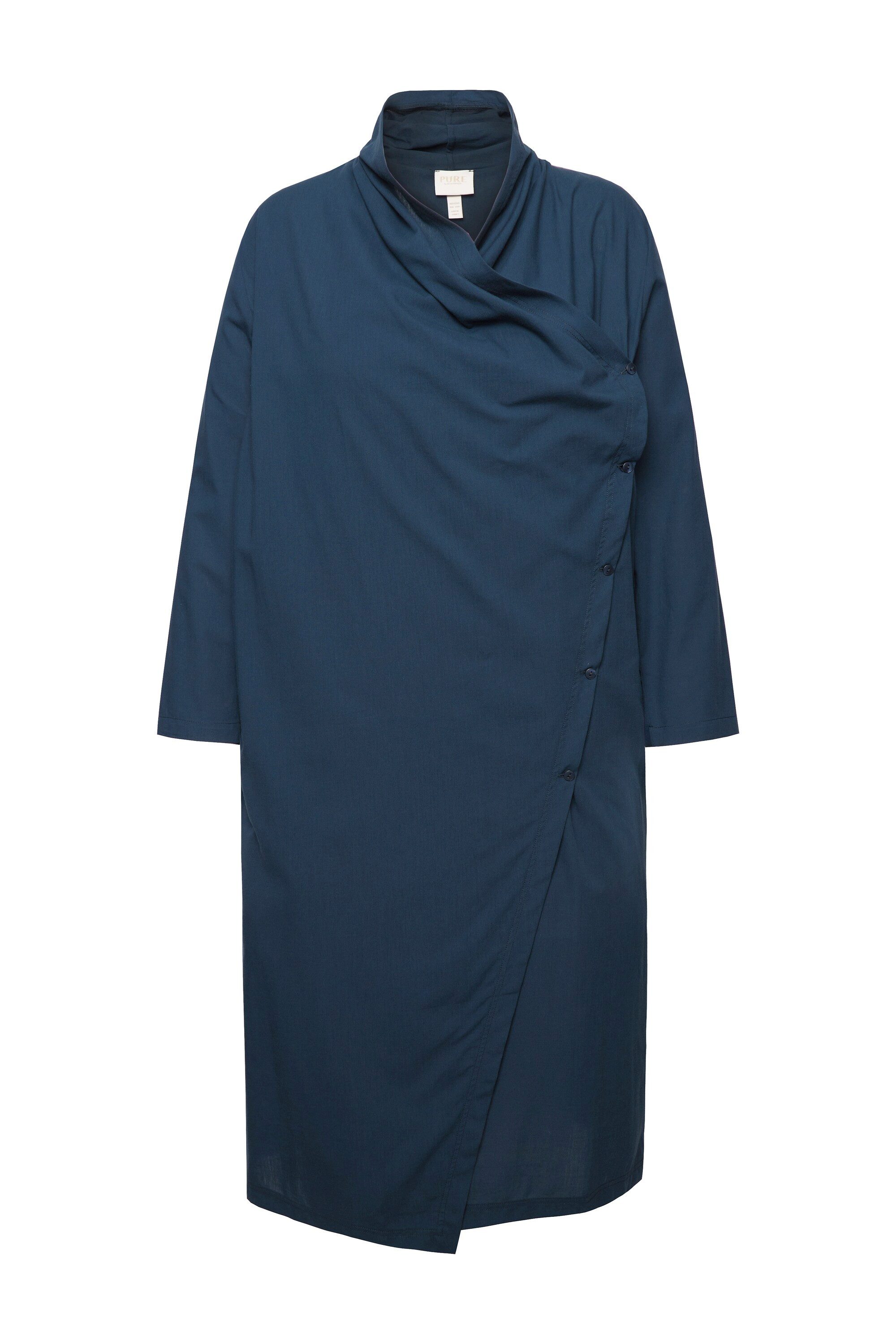 Ulla Popken Longbluse Longbluse Wickeloptik Kelchkragen Langarm
