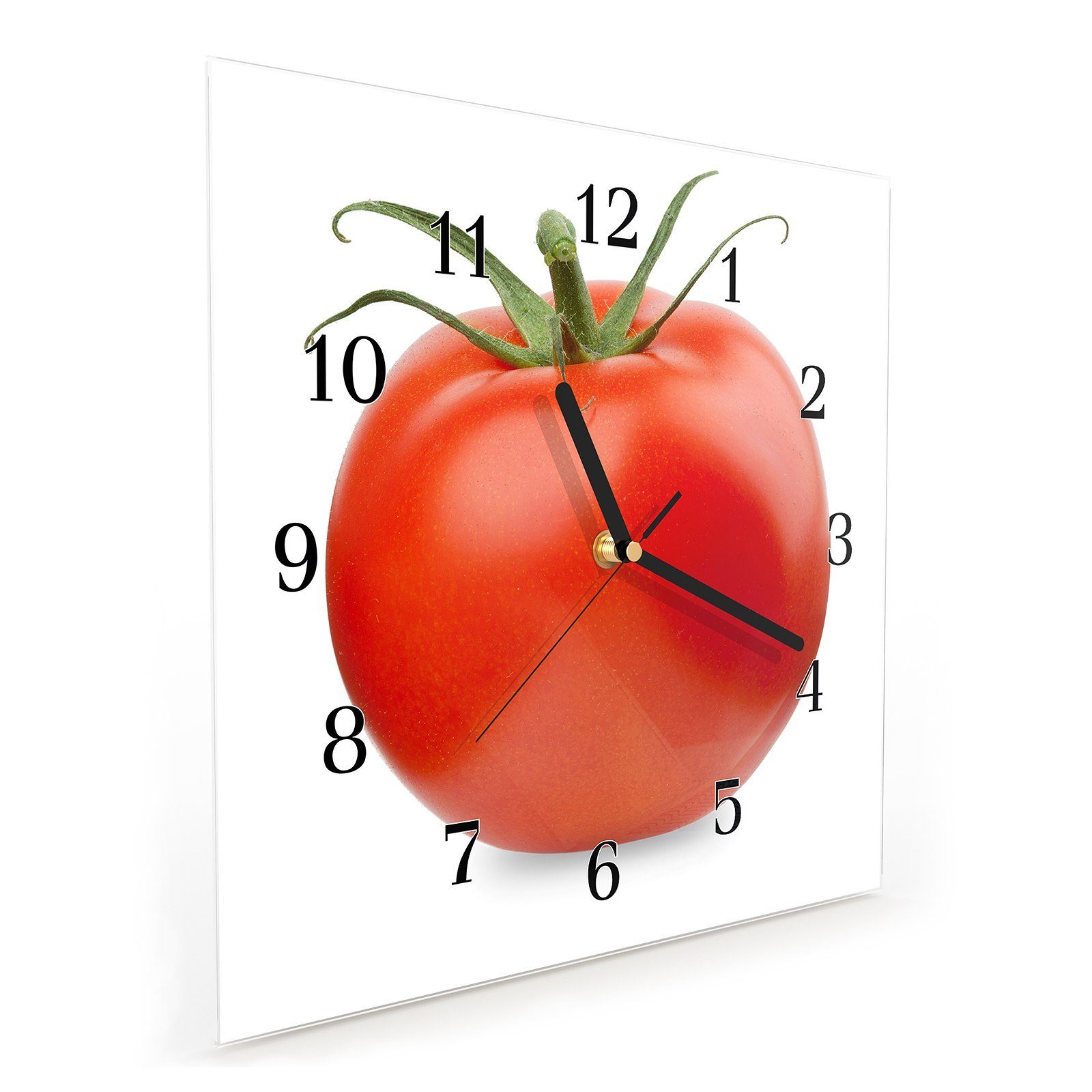 Größe 30 30 cm Tomate Motiv Glasuhr Wandkunst Wanduhr mit x Primedeco Wanduhr
