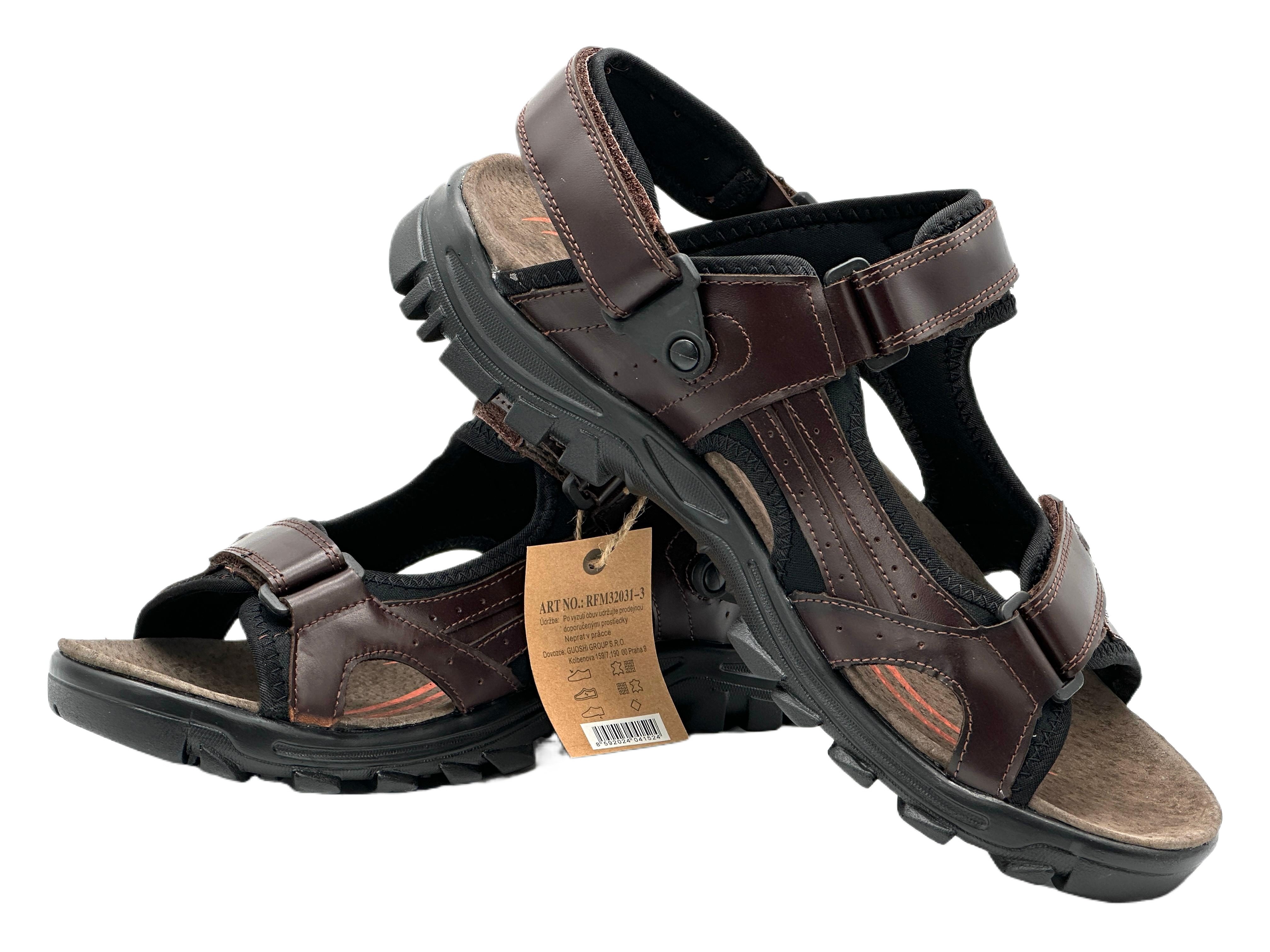 Nowaland Herren Trekkingsandalen aus Leder mit Klettverschluss Trekkingsandale Robuste Trekkingsandalen mit rutschfester Sohle und gepolsterter Sohle