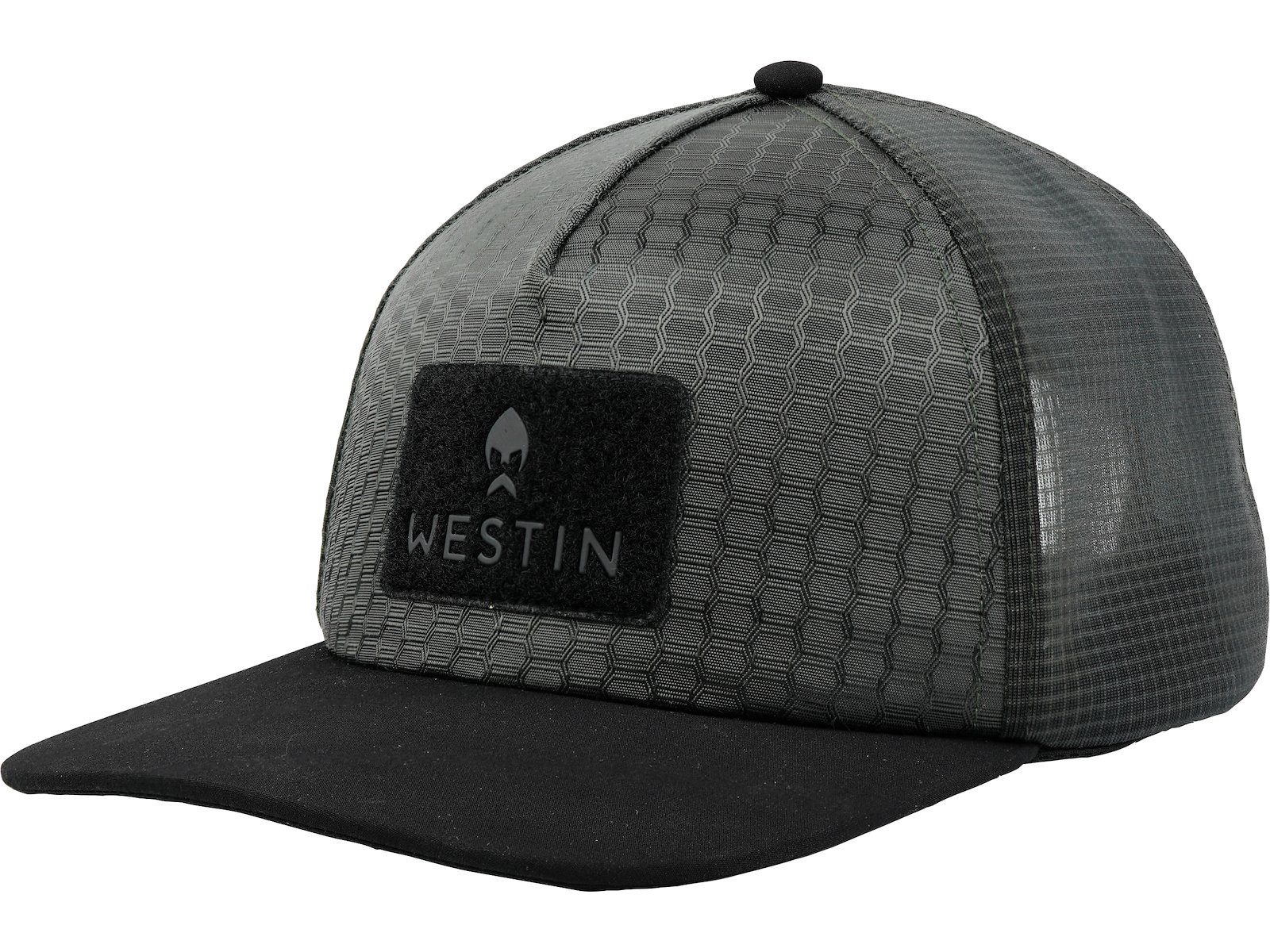 Westin Fishing Baseball Cap Hexagon Cap - OneSize Kappe - bequem und stilvoll - Grau/Schwarz (1-St) Schnappverschluss auf der Rückseite