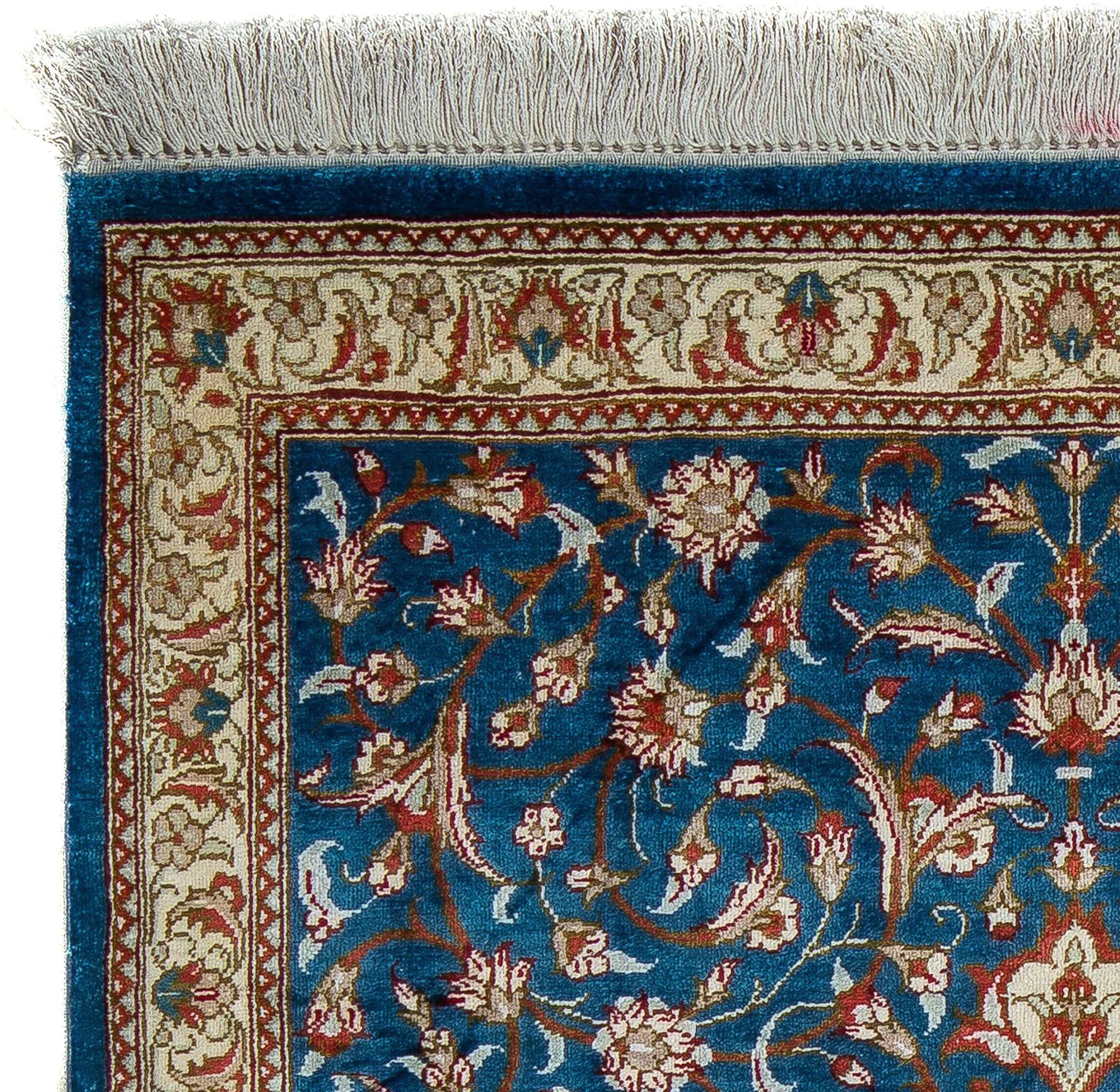 Orientteppich Perser - - 10 dunkelblau, cm Handgeknüpft, rechteckig, Einzelstück morgenland, Höhe: Zertifikat mit mm, - Wohnzimmer, 92 Ghom x 57
