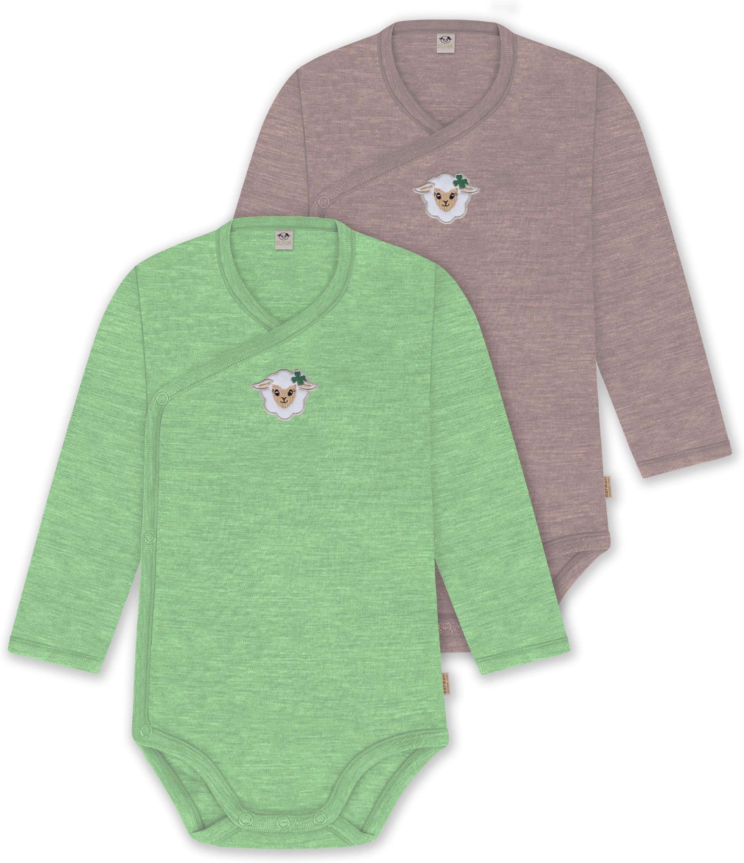 Langarmwickelbody 2er Pack Bio Baby-Body Langarm Wickelbody
