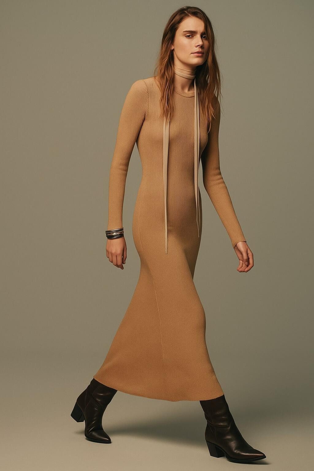 touche prive Maxikleid KLEID AUS RIPPSTRICK