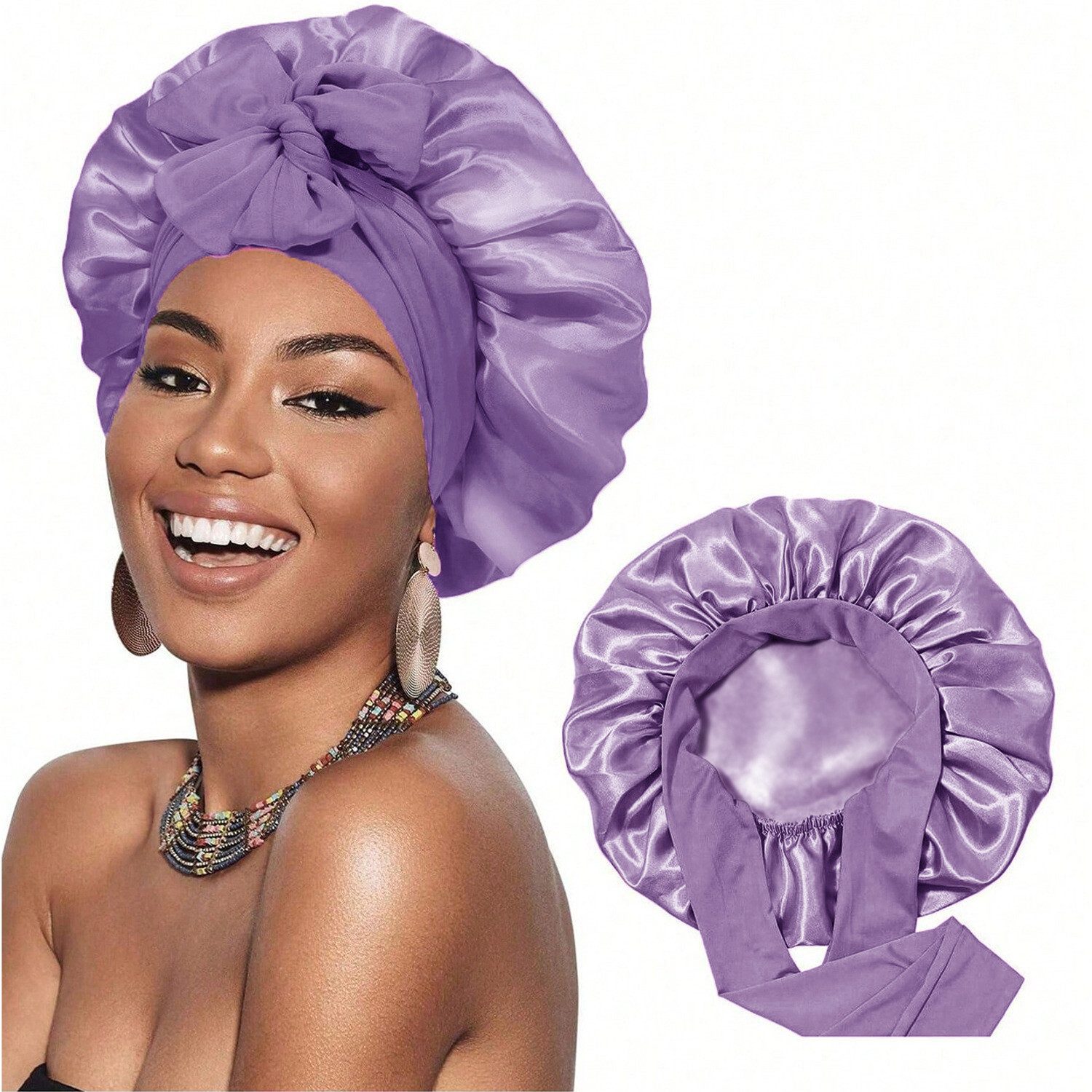 Duschhaube Seidenhaube zum Schlafen Satin Haarhaube Bonnet für Damen Mädchen