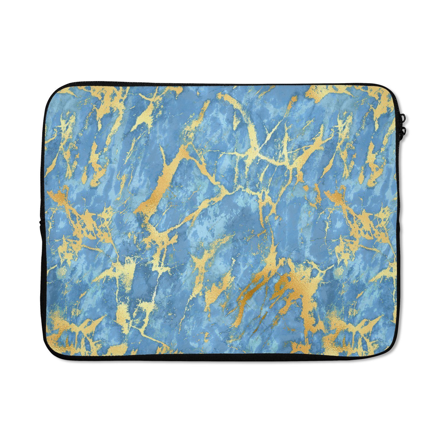 MuchoWow Laptop-Hülle Marmor - Gold - Blau 17 Zoll, Laptopsleeve, weiches Innenfutter zum Schutz Kratzern, Laptoptasche